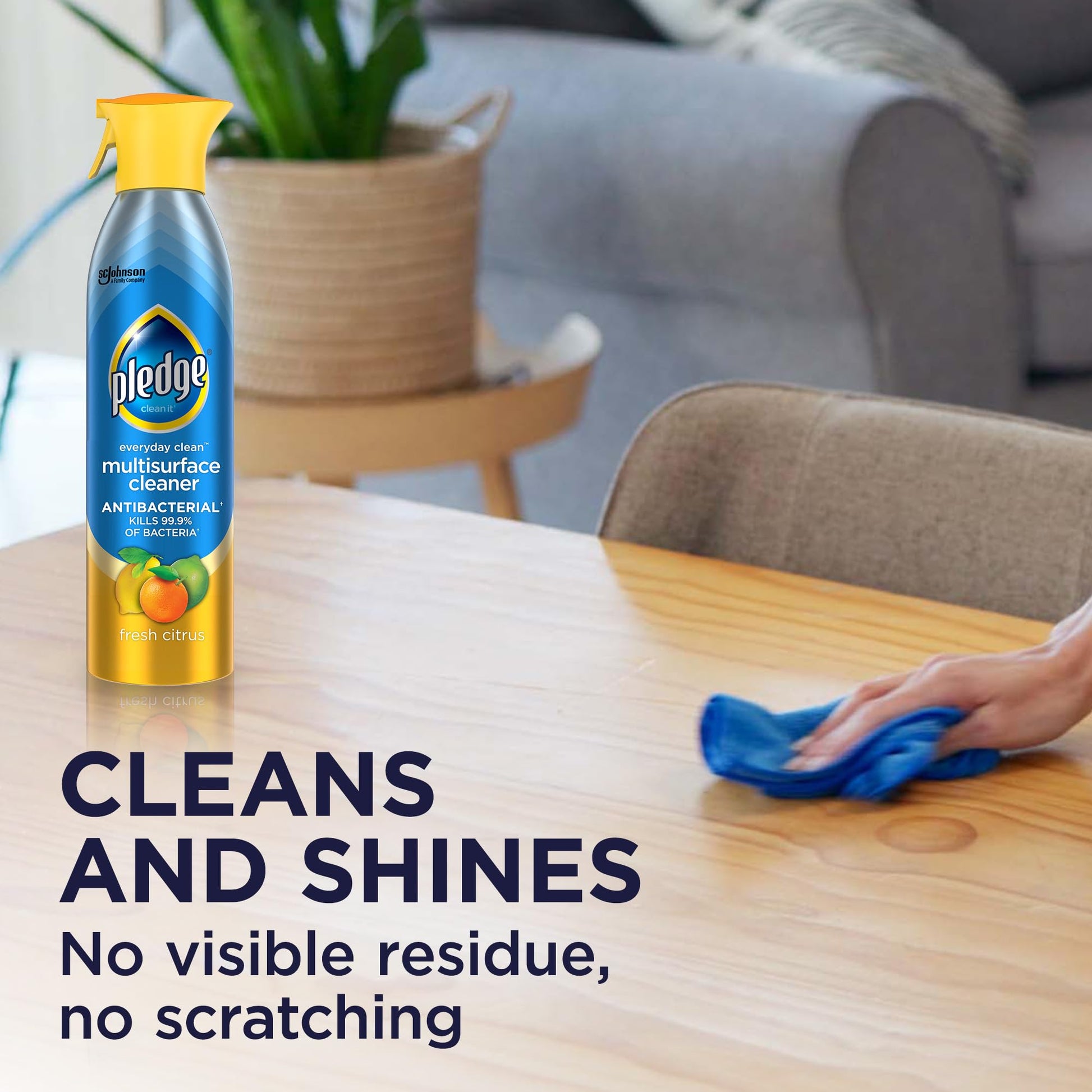 Pledge Antibacterial Multisurface Cleaner Spray, Wood Furniture, Stainless Steel, and Electronics