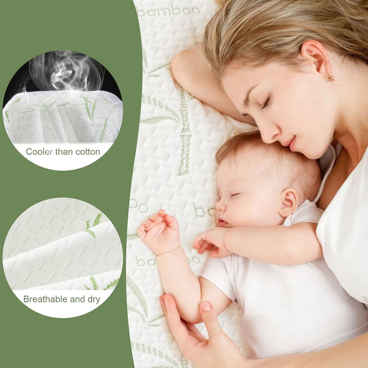 King Waterproof Mattress Protector, Rayon Made from Bamboo Mattress Pad Cover, Soft Breathable Cooling Mattress Pad Cover,Mattress Protector up to 21” Deep Pocket Tightly Fitted Mattress Protection