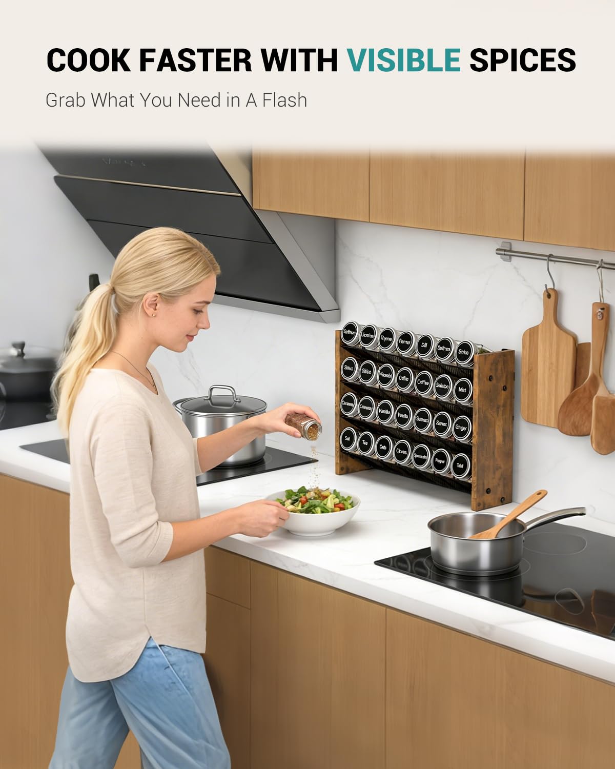 Spice Rack Organizer for Cabinet, Seasoning Organizer Wall Mount Countertop