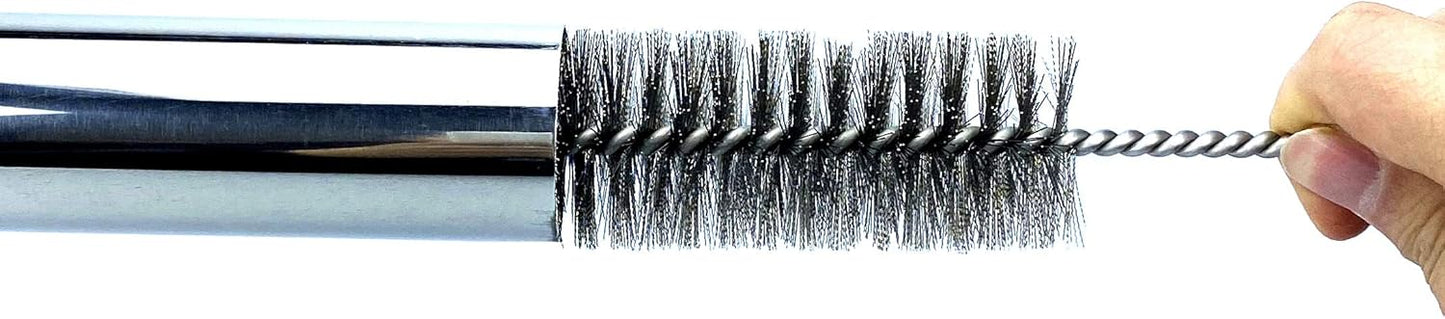 Pipe Cleaning Brush Set Stainless Steel Bristles, 8 Piece Variety Pack for Auto Parts, Bottles, Tubes, Etc.