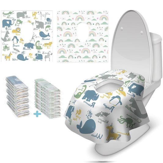 Blissful Diary 20 Pcs Toilet Seat Covers Disposable for Toddlers & Adults, Extra Large Waterproof, Portable Package for Travel, Kids Potty Training