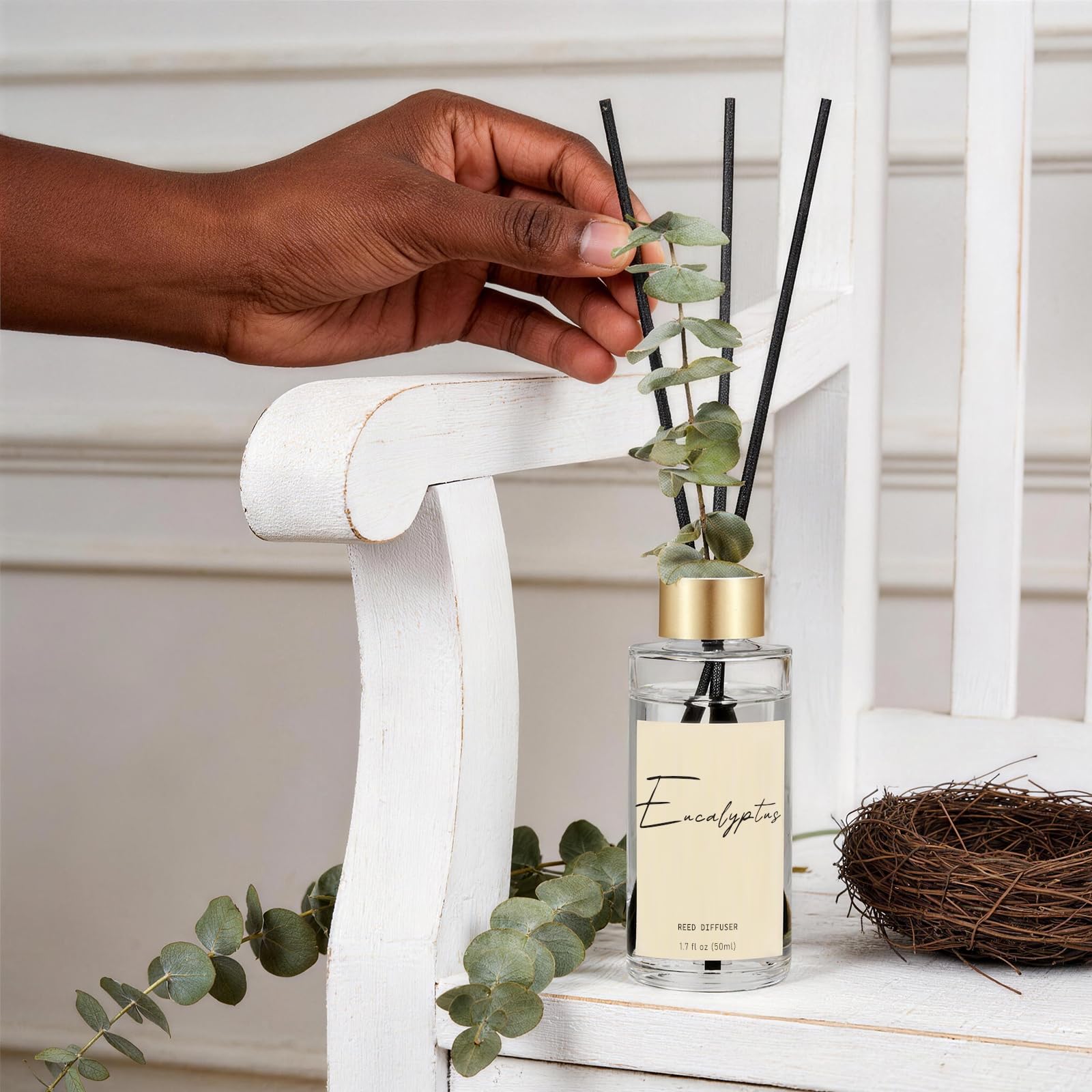 Reed Diffuser Set of 3, Eucalyptus, Linen, Ocean Oil Diffusers with Sticks