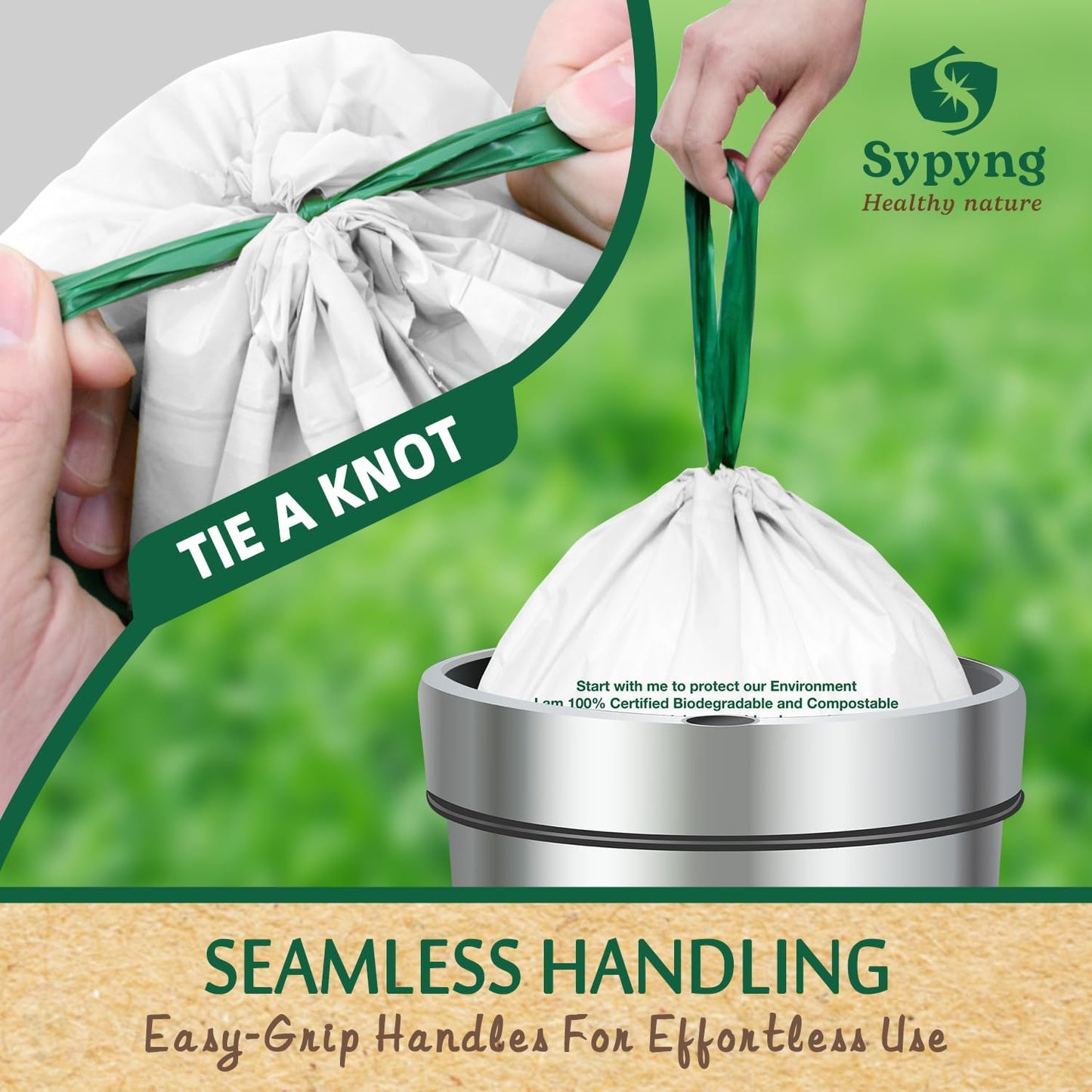 Compostable Kitchen Waste Trash Bags 1.6-2 Gallon (100 Pack) Heavy Duty 100% Biodegradable White Compost Bags for Countertop Bin, ASTM D6400, BPI & OK Compost HOME Certified, Eco-Friendly & Recyclable