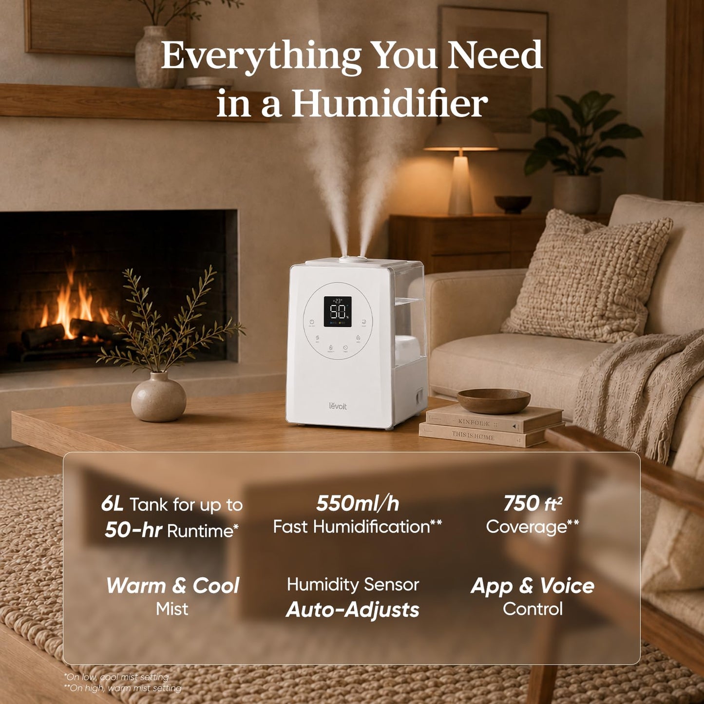 Levoit LV600S Smart Warm&Cool Mist Humidifiers for Home Bedroom Large Room