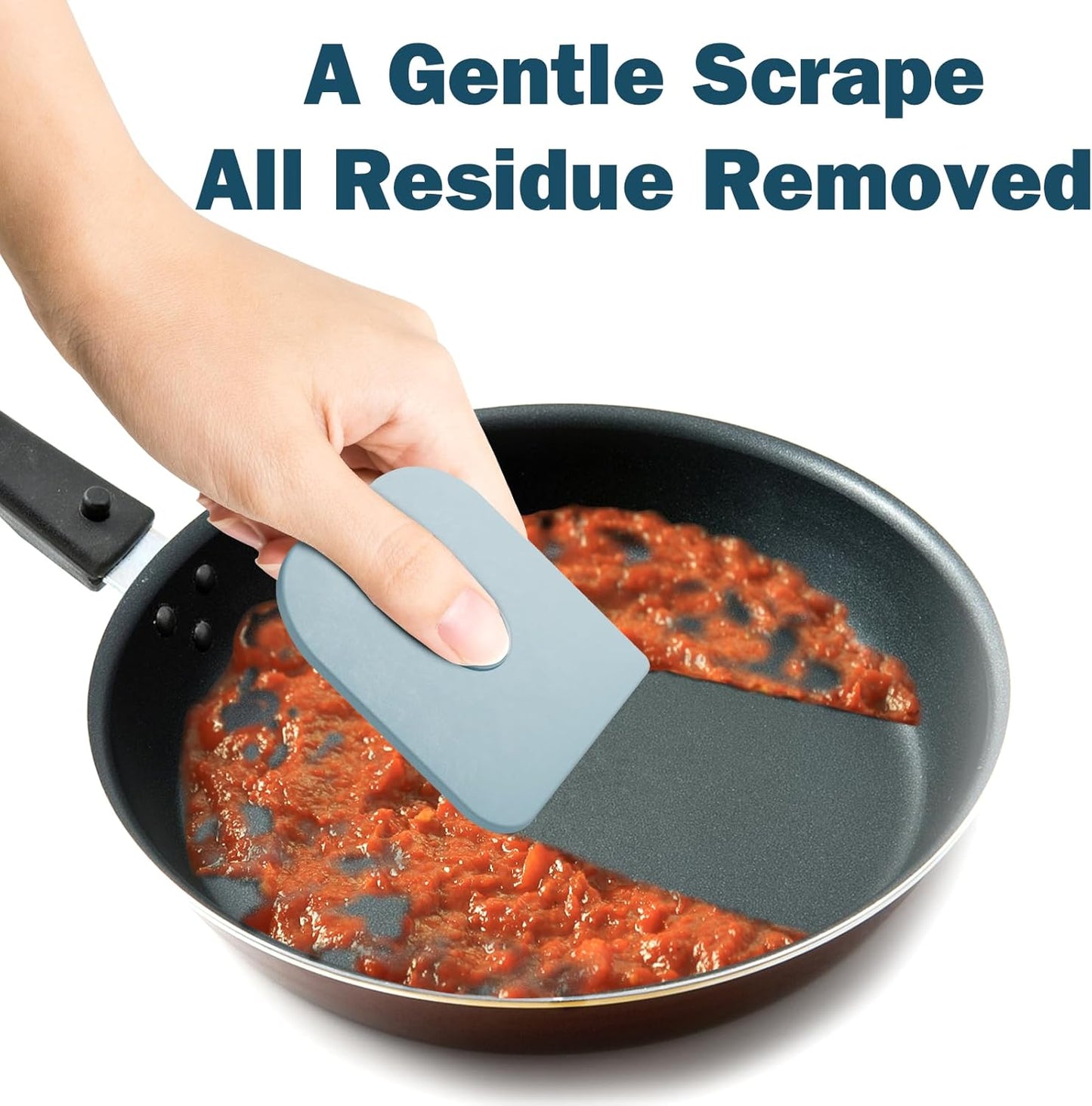 Pan Scraper, 5 Pcs Pot Scraper Plastic, Pot Scraper Non Scratch for Cast Iron, Pot and Pan Cleaning, Sturdy Scraper Kitchen Tool-Aqua