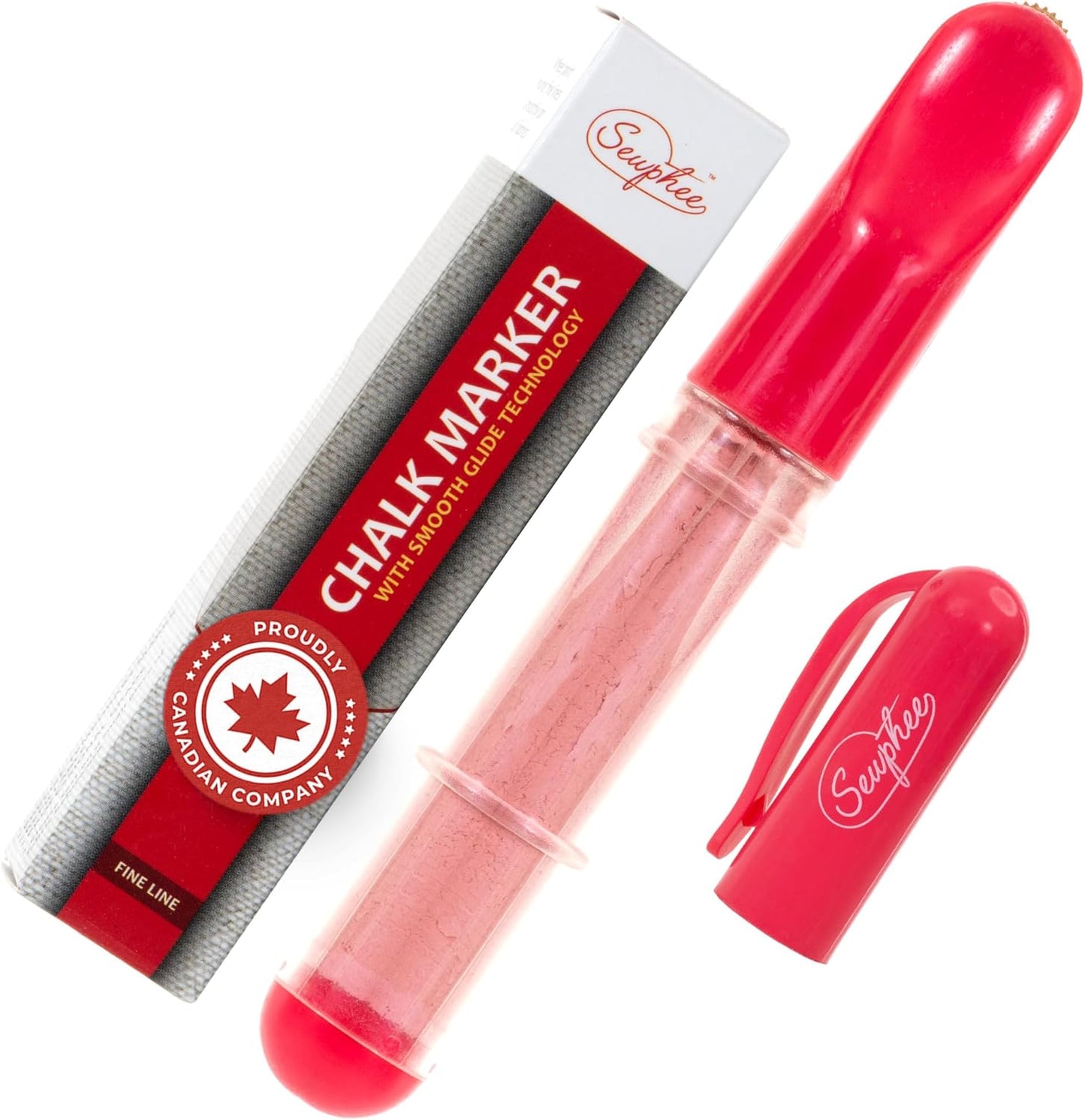Fabric Markers for Sewing ??Ergonomic Tailors Chalk Pen with Improved Dosing Wheel for Sharp Lines - Washable Sewing Chalk Marking Pens that are Compatible with Most Fabrics - Pink 1 Pack