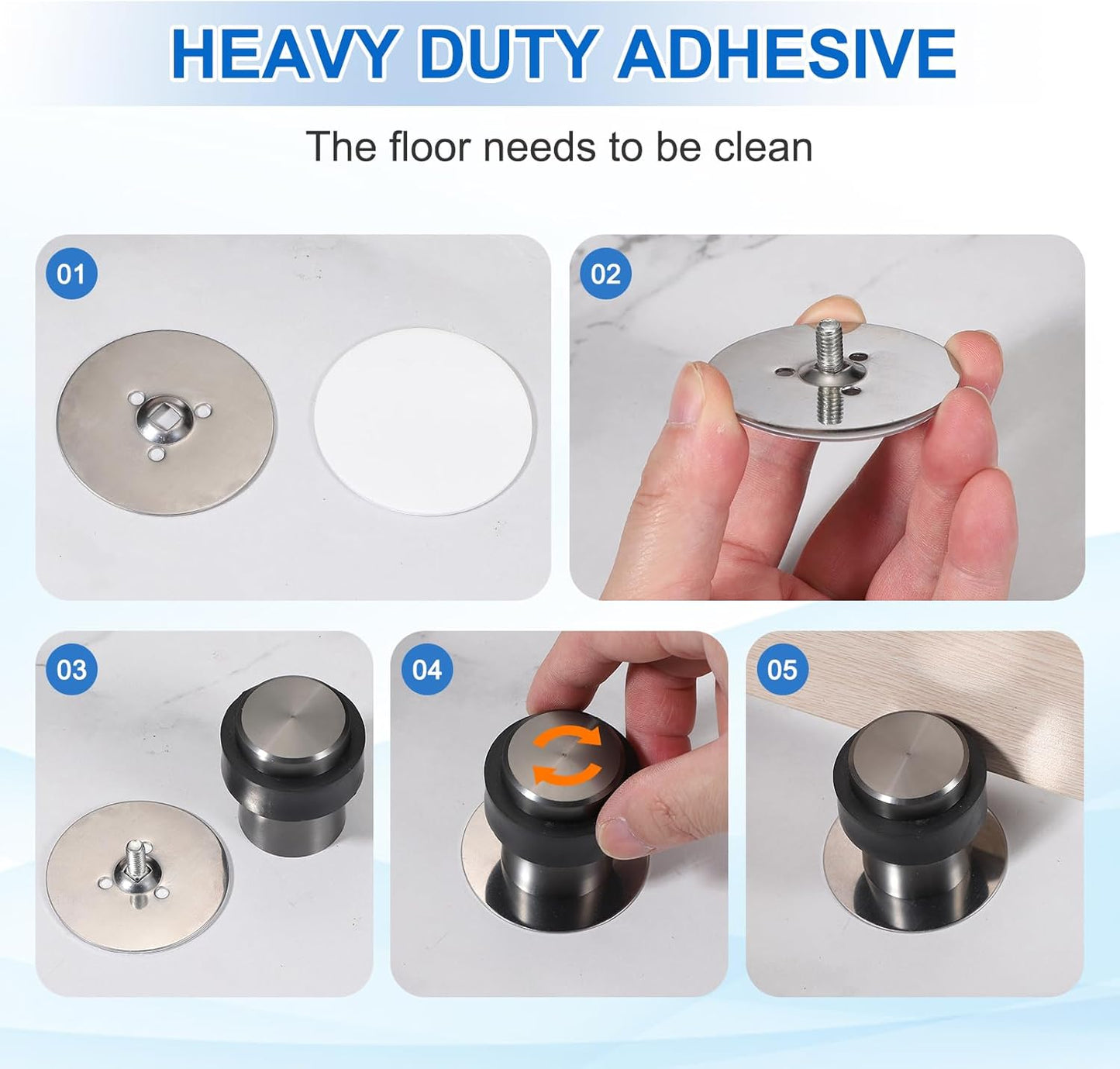 PATIKIL 3Set Round Door Stoppers, 80mm Stainless Steel Door Stop Doorstop Wedge Metal Cylinder Self Adhesive with Screw for Bottom of Door Floor Inside, Bronze