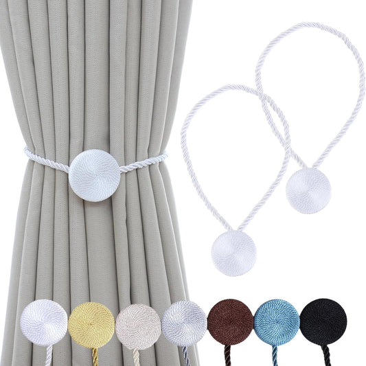 Magnetic Curtain Tiebacks - 12mm Magnetic Tie Backs for Curtains, Heavy Duty No Drill Curtain