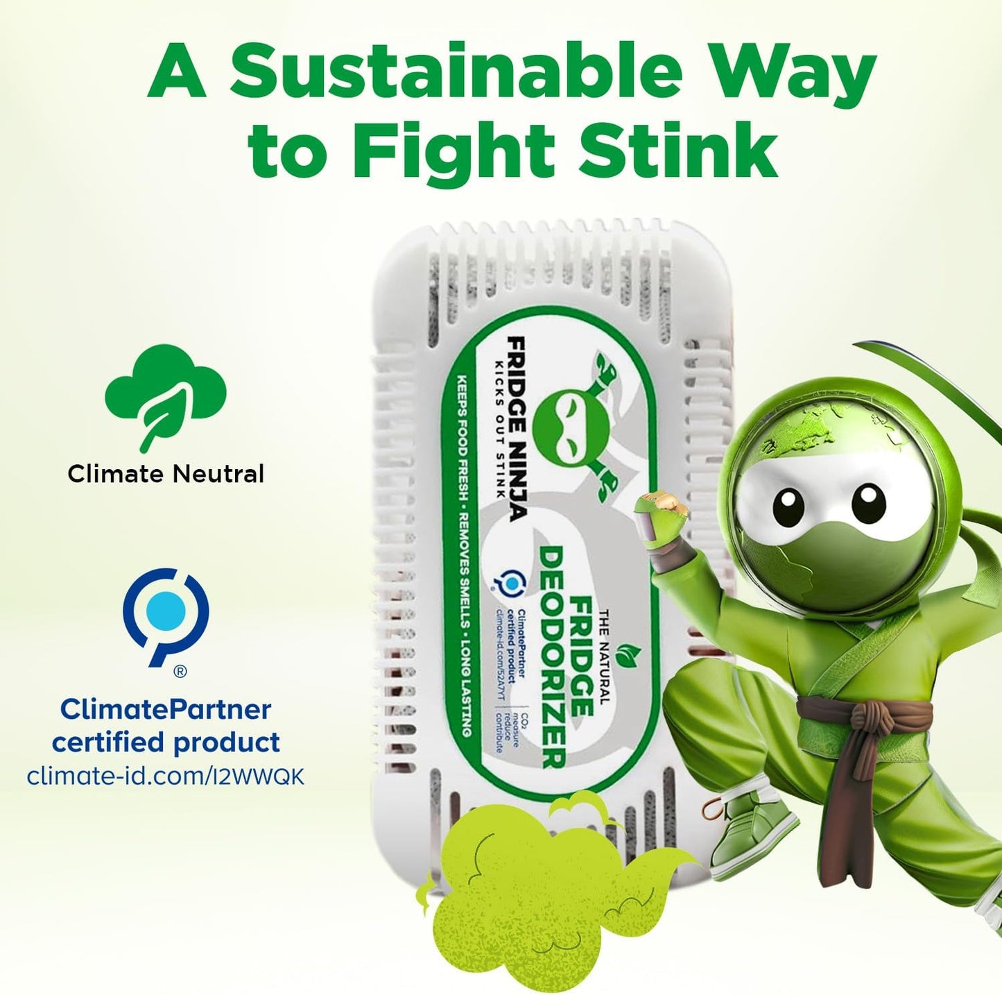 Fridge Ninja 2-Pack Unscented Activated Charcoal Fridge Deodorizer - More Effective Than Baking Soda