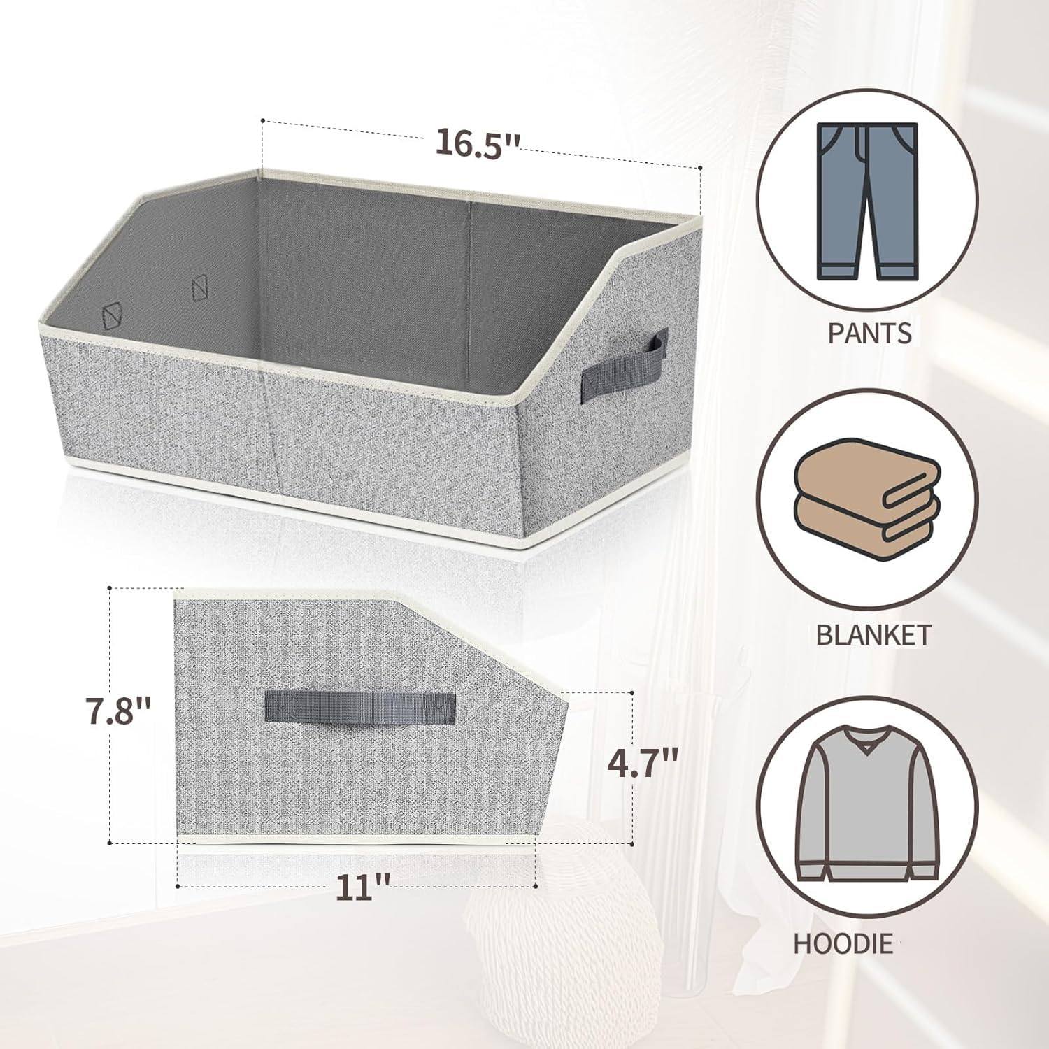 Homsorout Closet Organizers Bins 6 Packs - Large Closet Shelf Organizer with Handles, Fabric