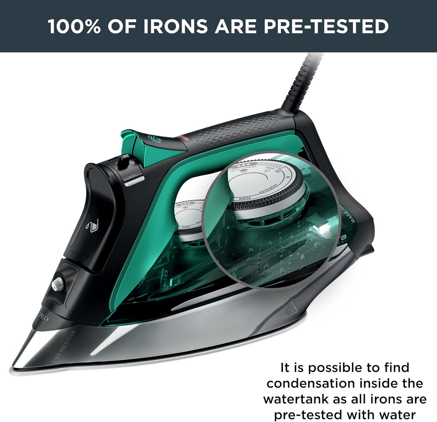 Rowenta Pro Master Stainless Steel Soleplate Steam Iron for Clothes, 210 g/min, 400 Microsteam Holes, Cotton, Wool, Poly, Silk, Linen, Nylon, 1775 Watts Iron Steamer for Clothes, Powerful Steam DW8360