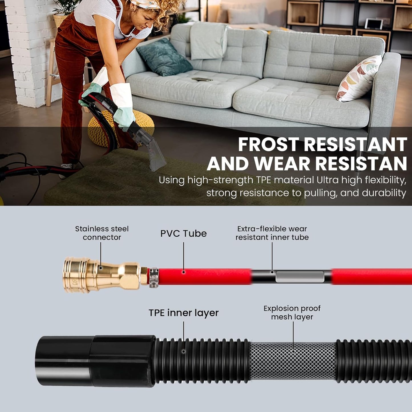 Shop Vac Extractor Kit, Better Extractor Hose Kit for Carpet & Upholstery Cleaning in Home and Auto, with Wand, Hose & Adapter