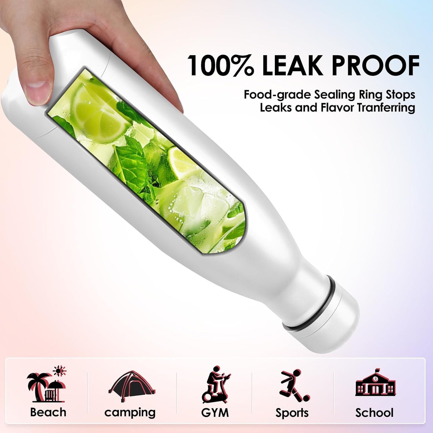 17oz Cola-Bottle Shaped Stainless Steel Leak-proof Water Bottle,Double Wall Vacuum Insulated Metal,Travel Mug For Sports Indoors & Outdoors,BPA-Free School Kids Flasks,White(4Pack)