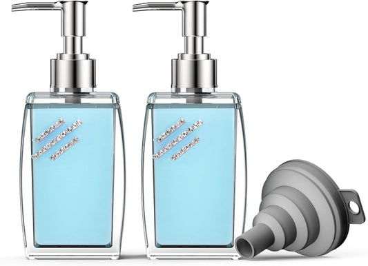 Blue Soap Dispenser with Refillable Plastic Pump for Bathroom Sink or Kitchen Counter, Ideal for Hand Soap, Liquid Soap, Dish Soap, or Lotion Use