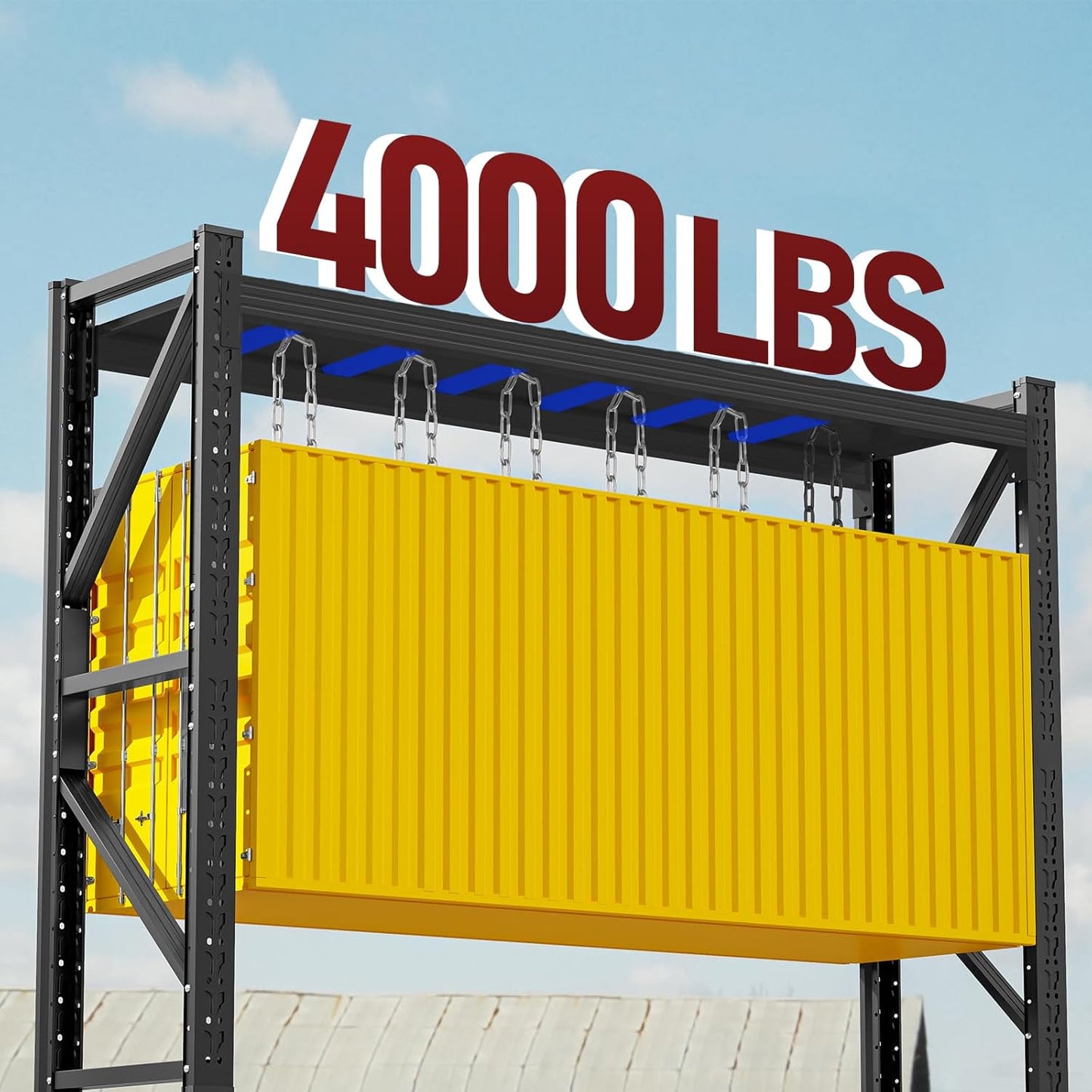 4000LBS Storage Shelves Heavy Duty, 48" W Metal Garage Shelving Units, 4 Tier Adjustable Shelf, Garage Storage Shelves Rack, Industrial Shelving for Warehouse, Basement,48" W x 20" D x 79" H