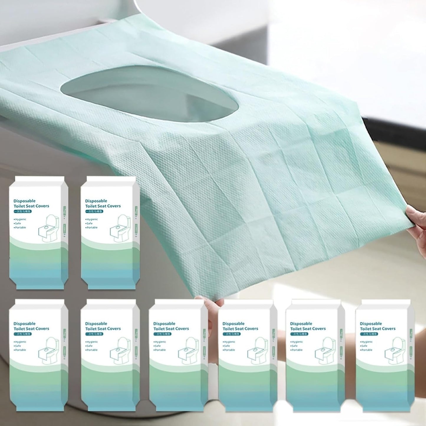 80 Pack Toilet Seat Covers Disposable 16x24 Inch XL Portable Toilet Liners Travel Seat Cover for Outdoors,Hotel, Hospital, Travel, Public Toilet Seat Cover (80pack, GREEN)