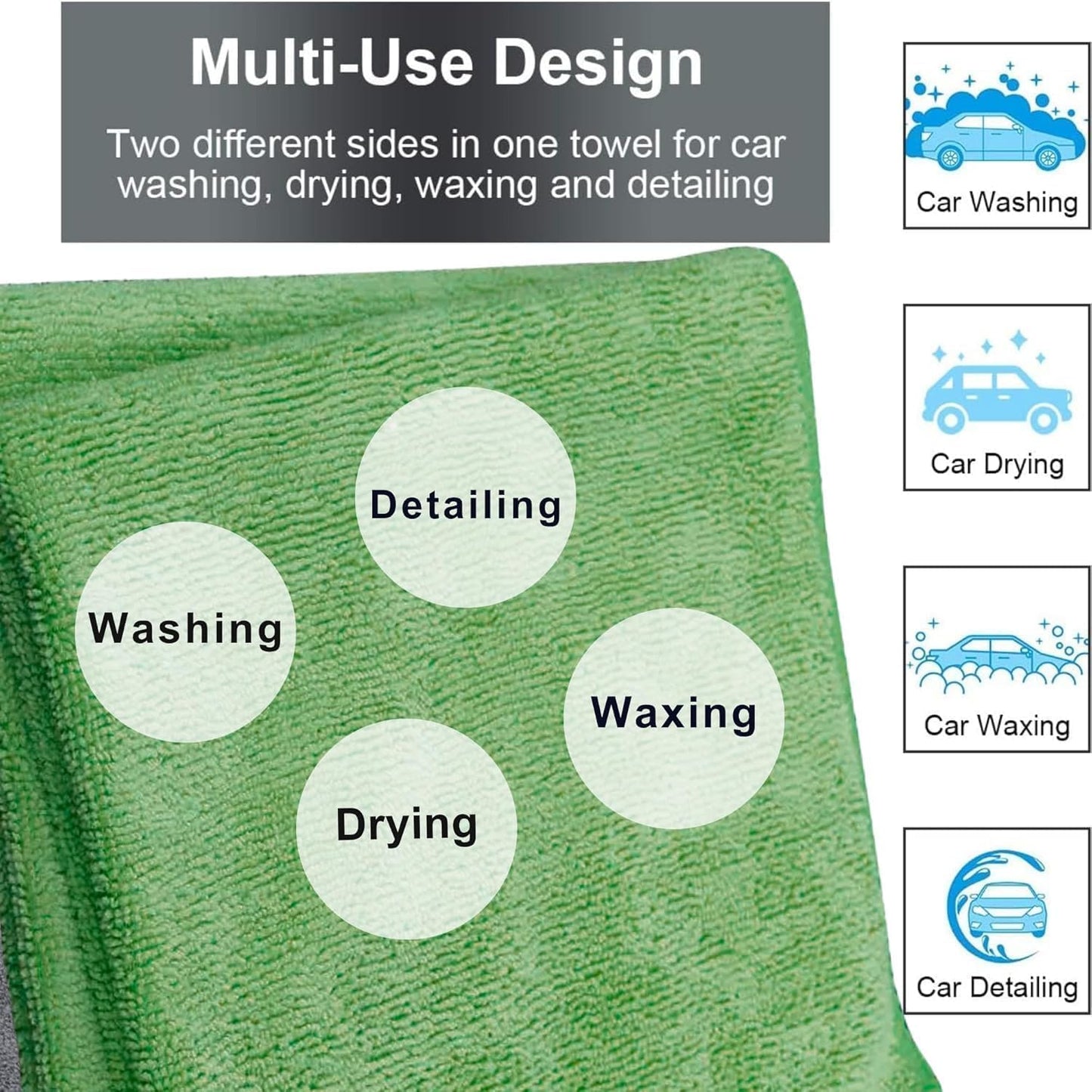 Single Microfiber Cleaning Cloth 40x40 cm - Ultra Absorbent Microfiber Cloth for Home, Kitchen Car Bathroom Rags Polish Cleaning 250 GSM (Green)