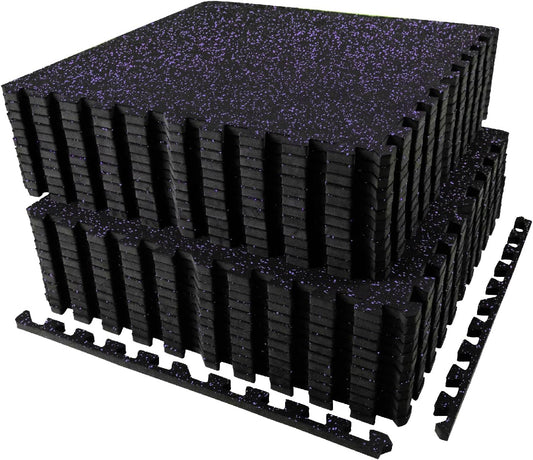 AIRHOP 0.56in Thick 96 Sq Ft Exercise Equipment Mats, 24 Tiles Upgraded Rubber Top with High