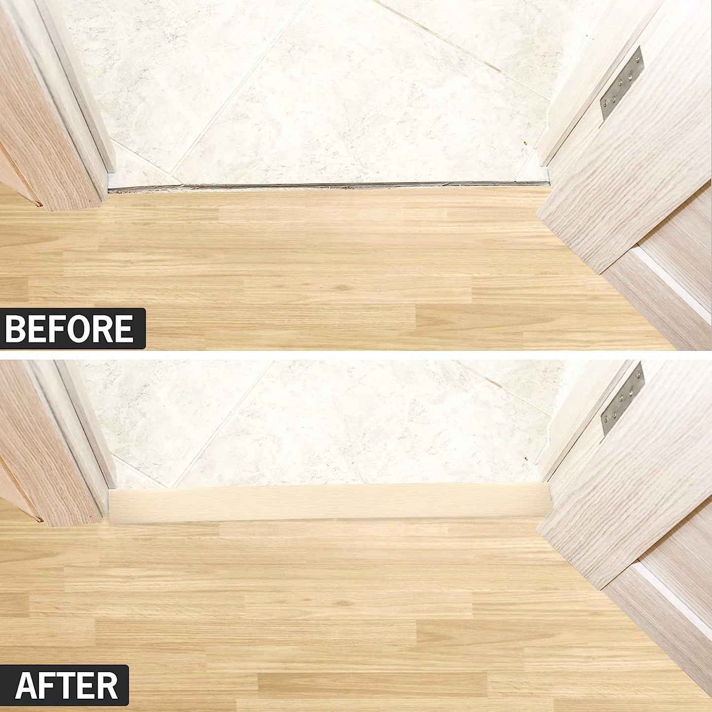 20Ft Floor Transition Strip Self Adhesive Vinyl Cover Floor Strip Flat Divider Transition Strip Wood Grain Design for Laminate Floor Gaps and Doorway Transitions (20Ft x 2 Inch, Beige)