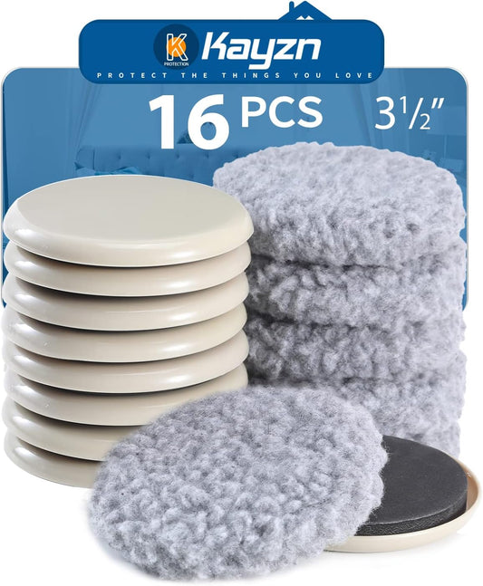 Furniture Sliders, Multi-Surface 2-in-1 Reusable Sliders for Carpet & Hardwood Floors, 8 Pack 3 1/2" Moving Pads and 8 Hardwood Socks, Protect Floors and Easy to Move Your Furniture