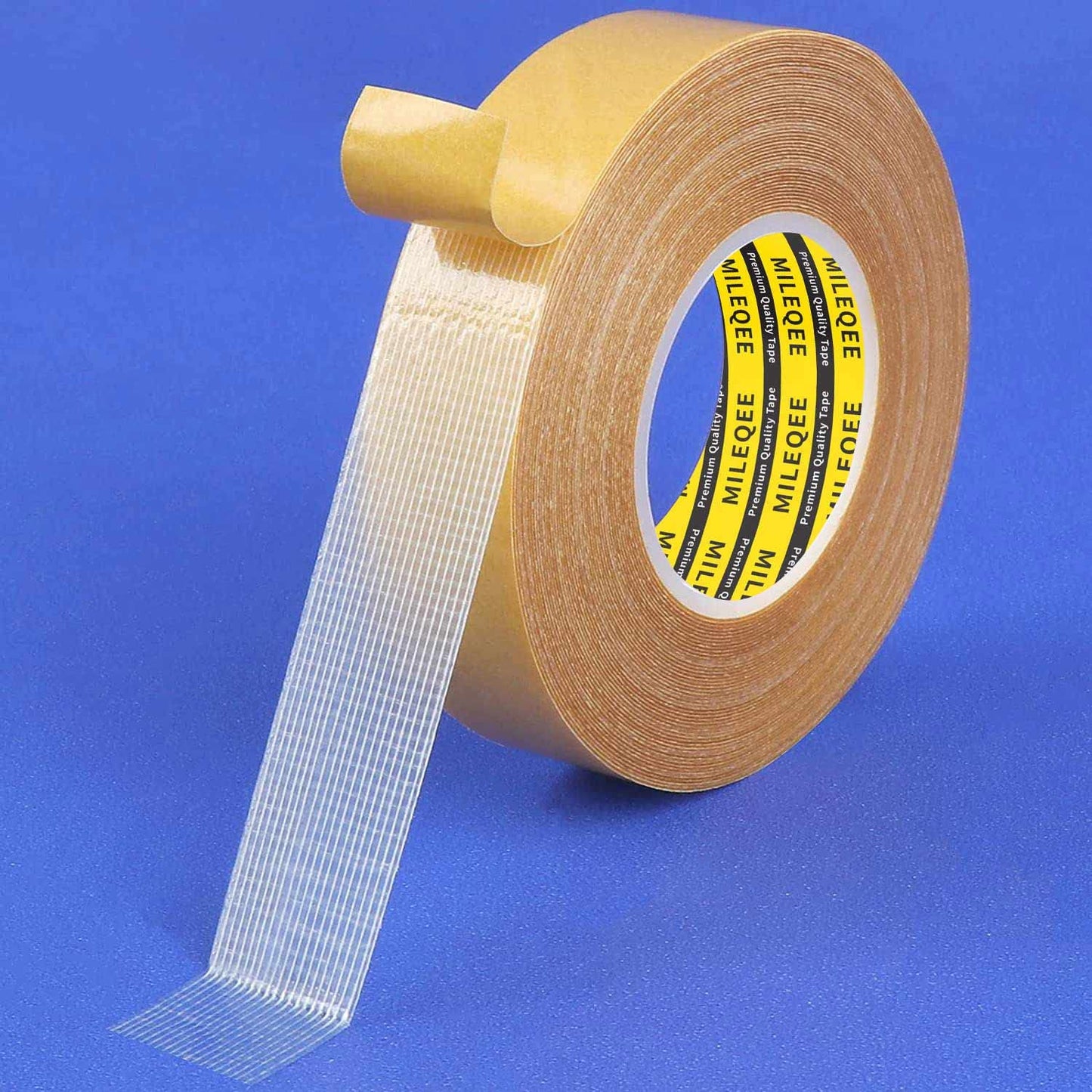 Double Sided Tape Heavy Duty, 0.79" x 33FT(10m), Universal High Tack Strong Wall Adhesive with Fiberglass Mesh, Super Sticky Resistente Clear Tape, Easy Use Mounting Tape School Supplies