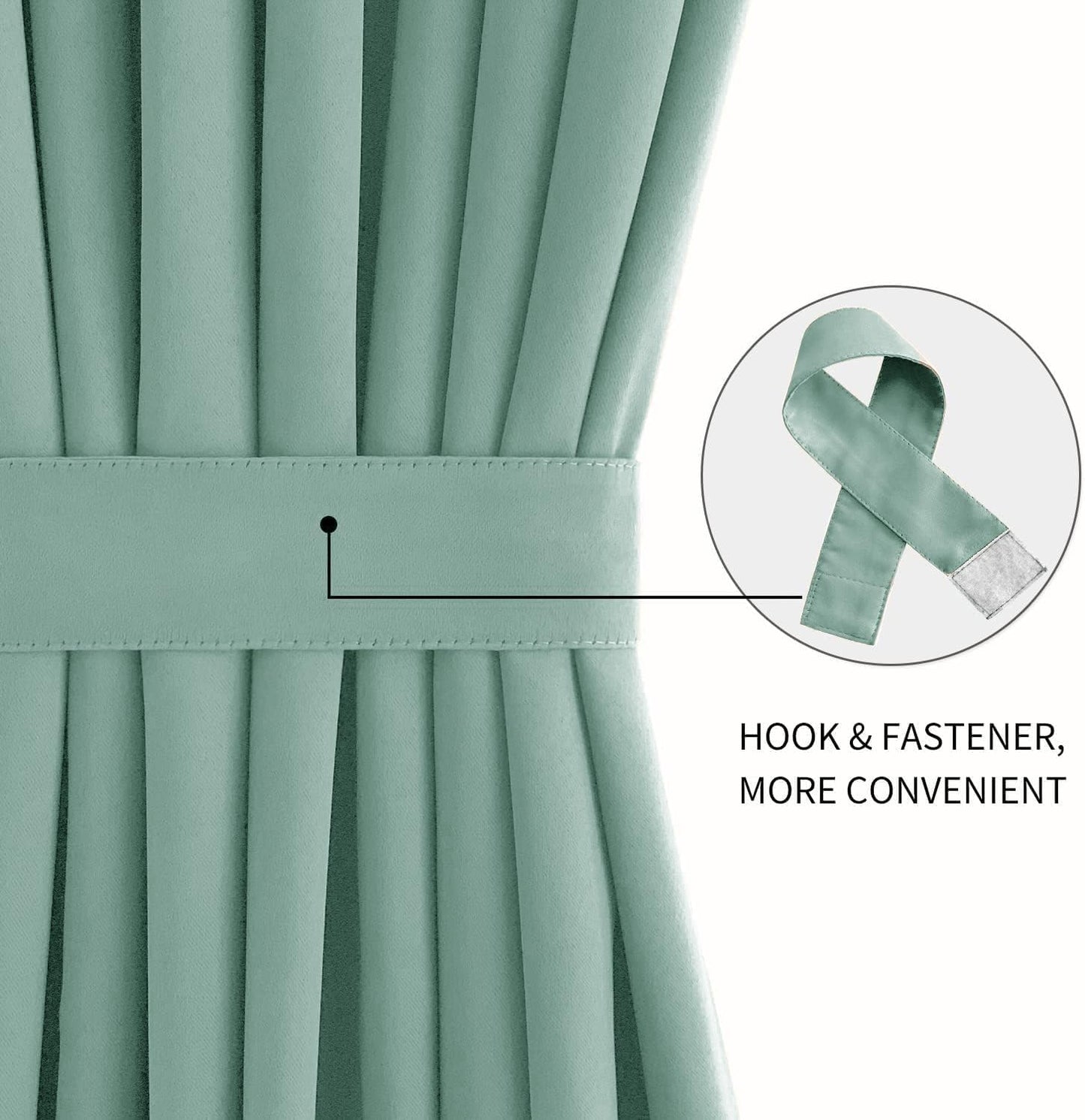 DWCN French Door Curtains – Rod Pocket Thermal Blackout Curtain for Doors with Glass Window, Kitchen and Patio Doors for Privacy, 54 X 72 Inches Long, 1 Curtain Panel with Tieback, Light Sage