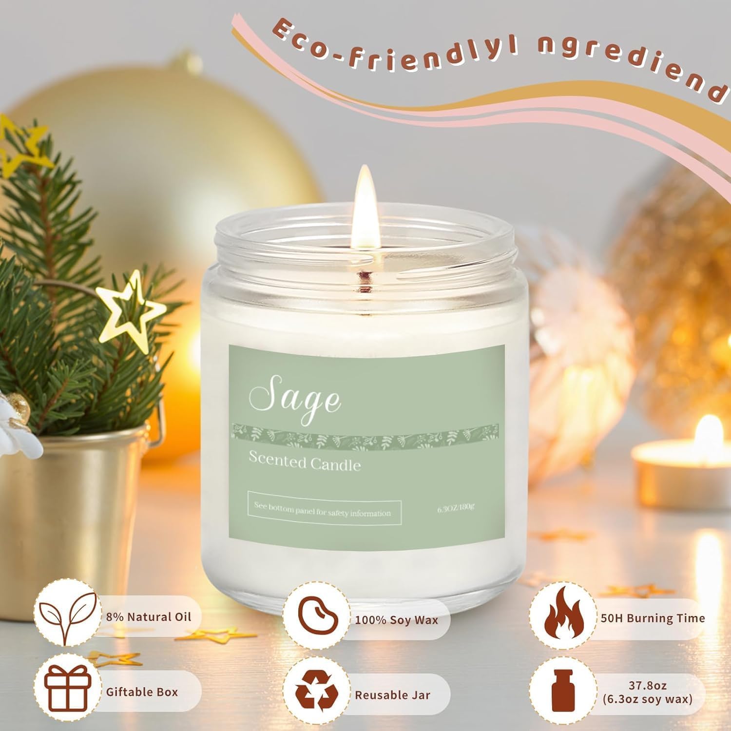 Scented Candles Gift Set for Women, 6-Pack Aromatherapy Candles for Home