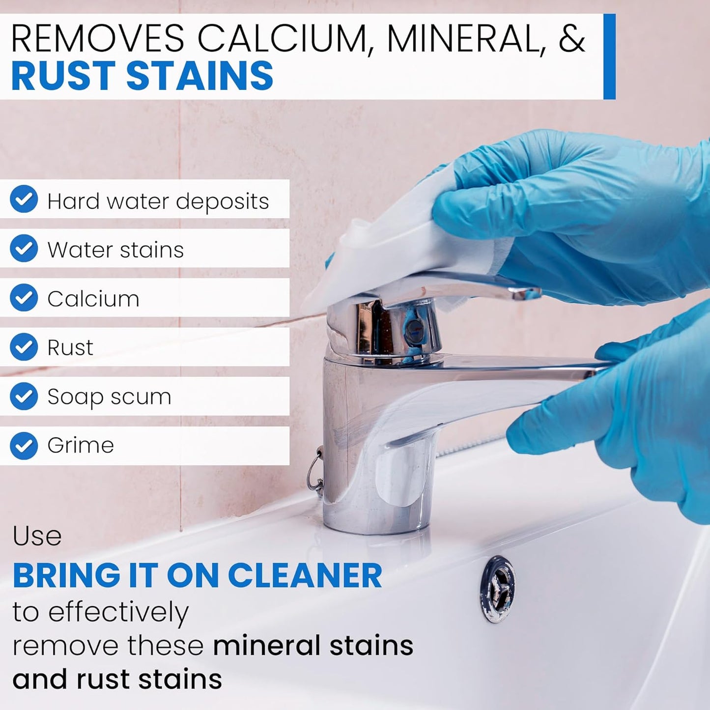 BRING IT ON! CLEANER Hard Water Stain Remover - Soap Scum, Calcium, Lime Scale, Remover for Shower Door, Tile, Glass, Fiberglass, Bathroom, Sink, Stone, Door 32 Ounce