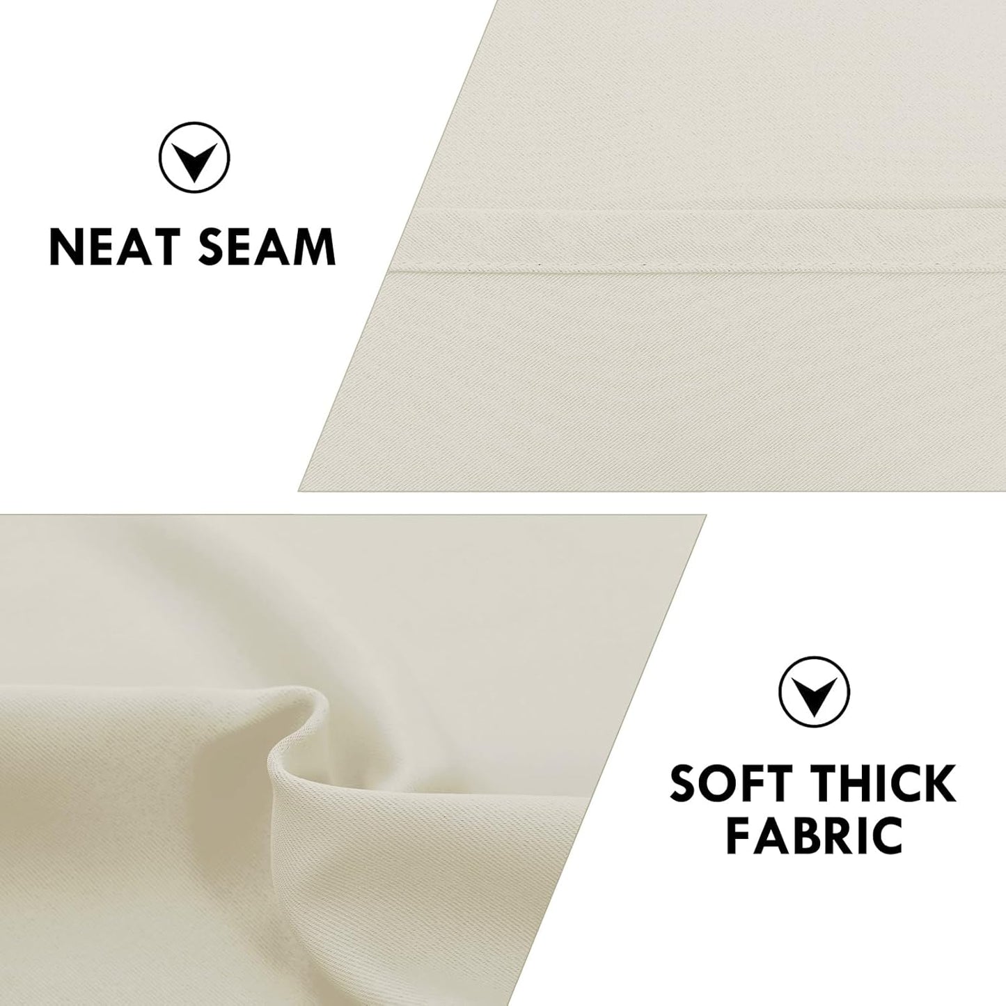 DWCN Thermal Short Blackout Curtains for Bedroom/Kitchen, Energy Saving Room Darkening Curtains for Nursery/Bedroom/Kitchen(W60 x L36inch, Light Beige, Set of 2 Panels, Top of Rod Pocket)