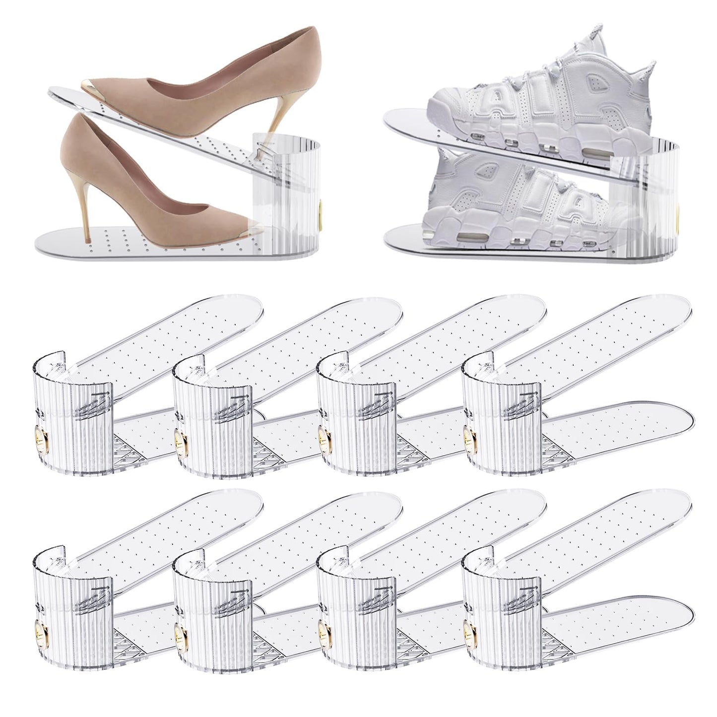 SummerVines Clear 10 Pack Shoe Slot Organizer, Shoe Stacker Organizer Holders for A Pair of Shoes