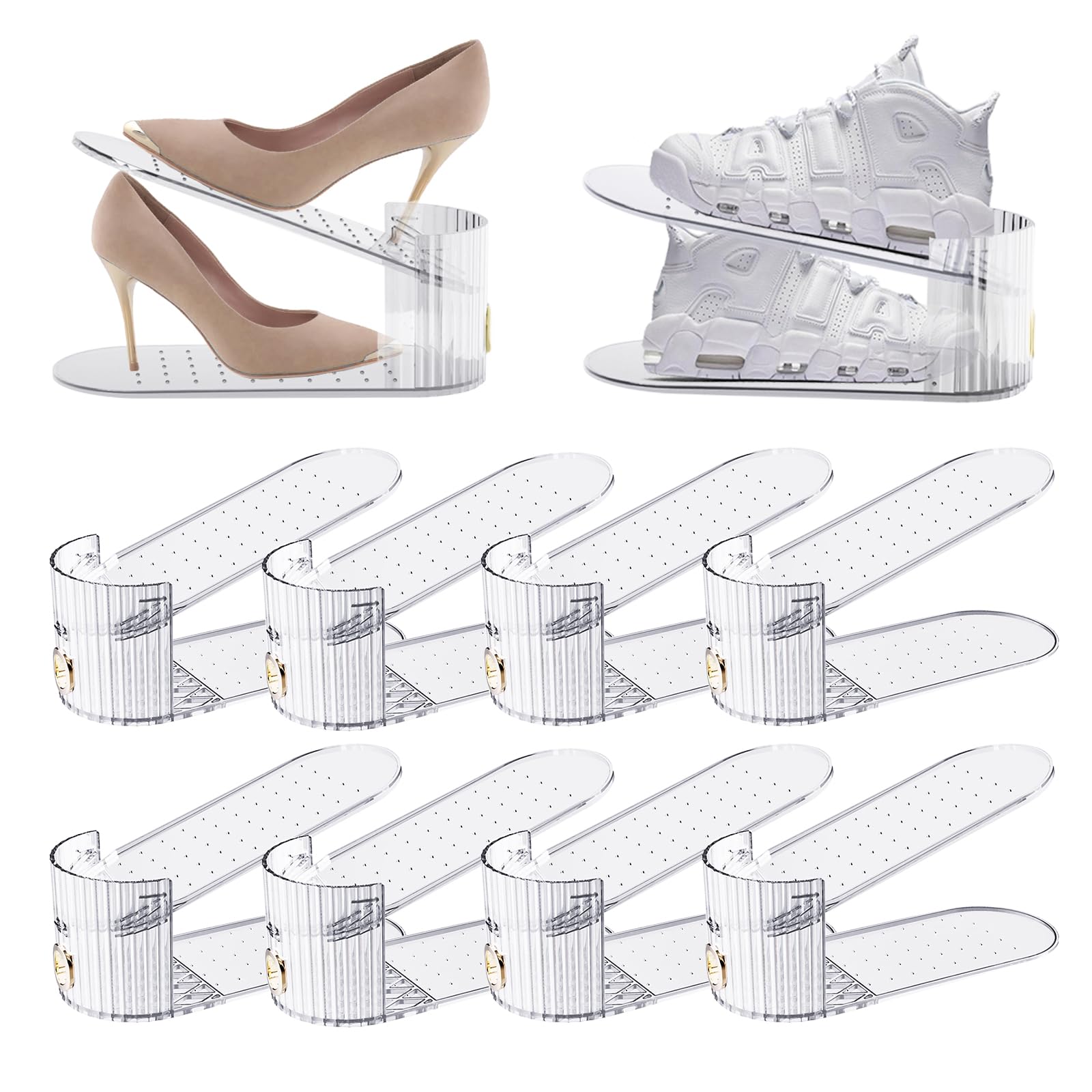 SummerVines Clear 10 Pack Shoe Slot Organizer, Shoe Stacker Organizer Holders for A Pair of Shoes