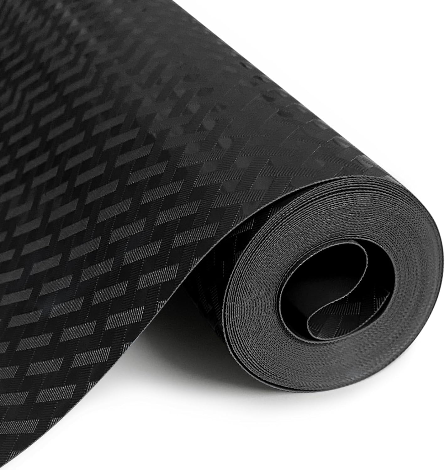 Shelf Liners for Kitchen Cabinets and Drawers, Non-Adhesive and Anti-Slip, Waterproof and Easy to Clean, Durable EVA Cabinet Mat for Refrigerator, Cupboard, Table (Black, 11.8" W x 196.8" L)