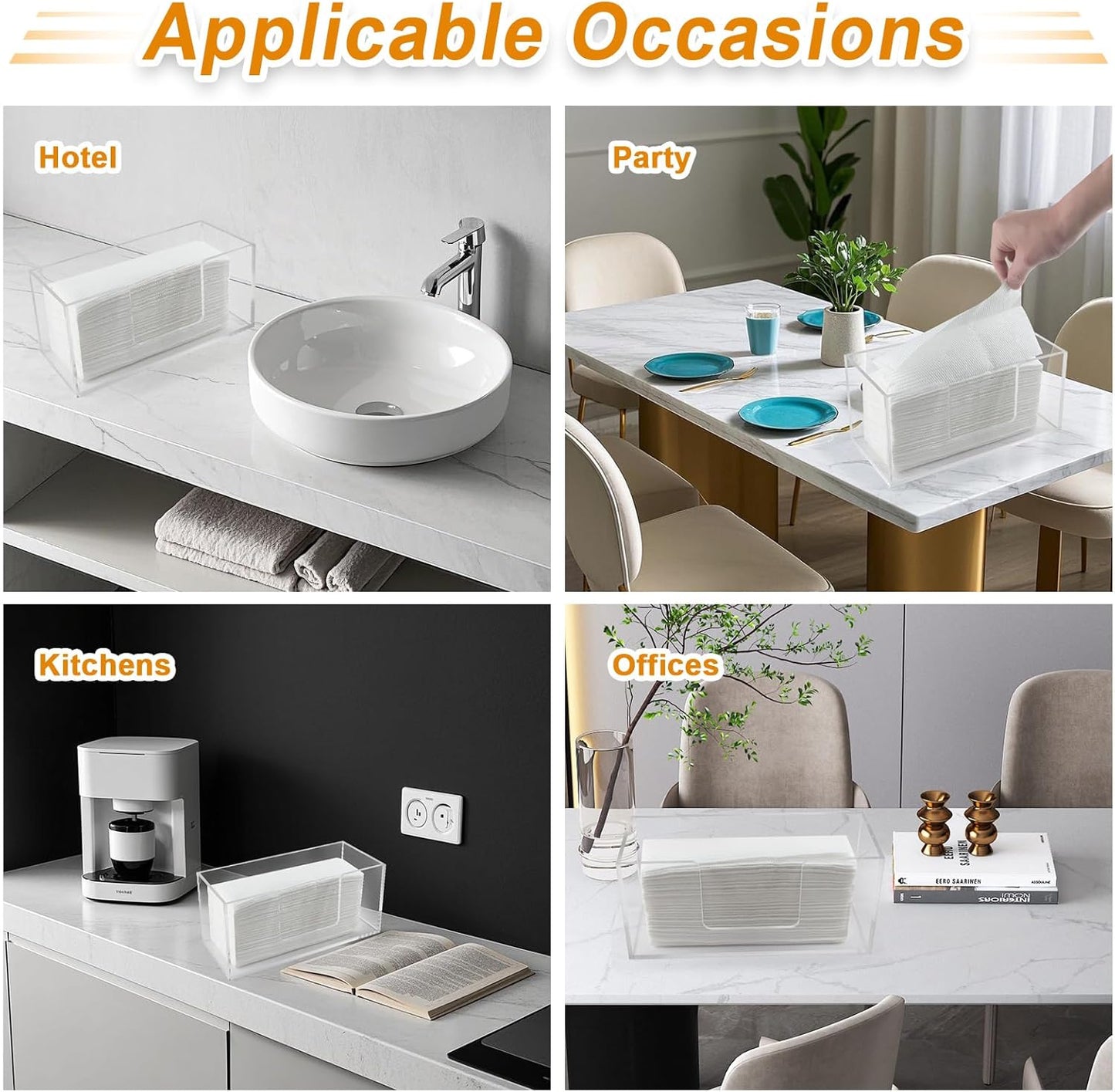 1Pack Acrylic Paper Towel Dispenser, Napkin Holder for Bathroom, Kitchen & Countertop – Paper Towel Holder Z-Fold/C-Fold/Multi-Fold Holder, Shatter-Resistant & Space-Saving (1)