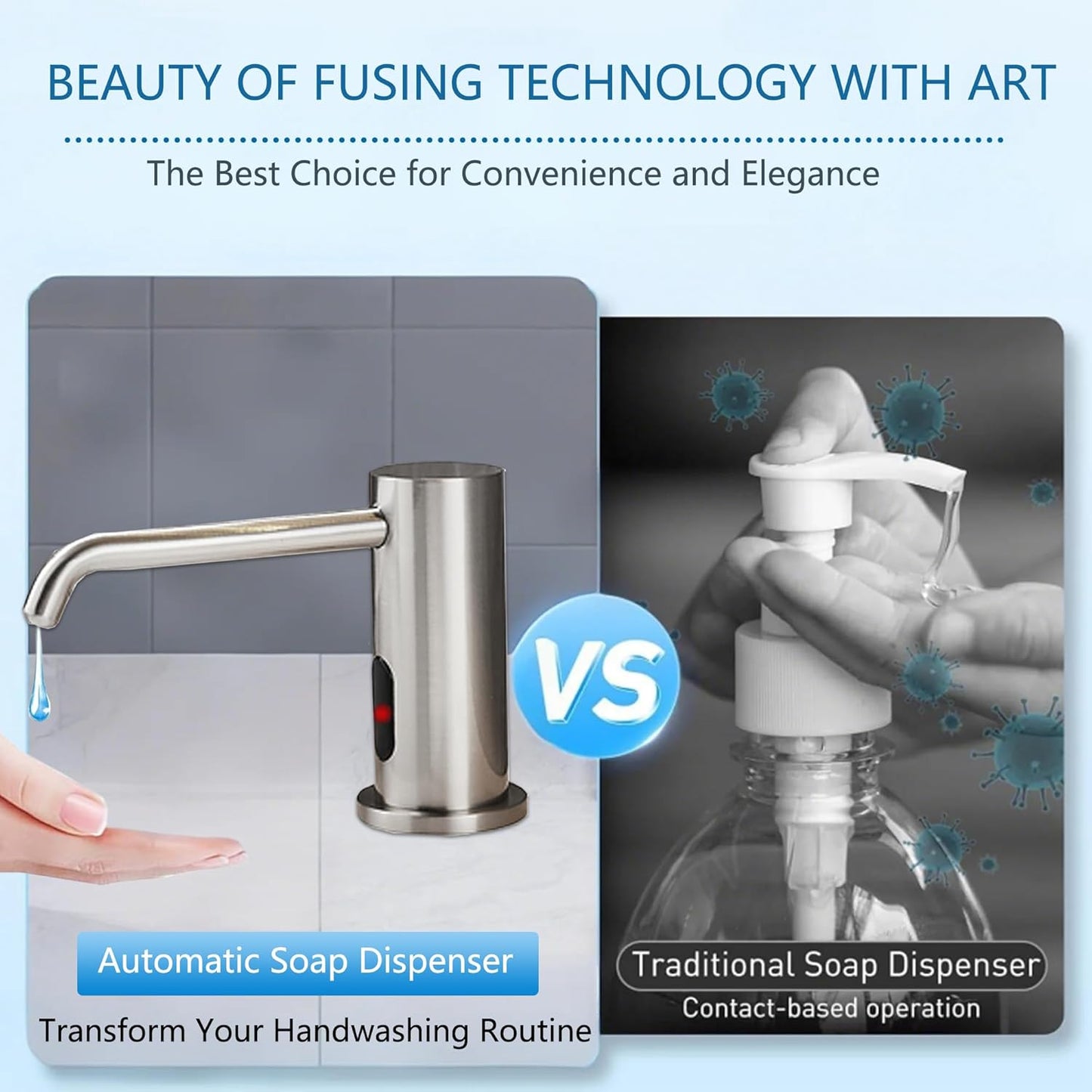 Automatic Soap Dispenser Touchless for Kitchen and Bathroom, Sink Built in Commercial Electric Soap Dispenser,Upgraded Infrared Sensors Brass Material, with Bottle and Pump 33.81oz/1000ml