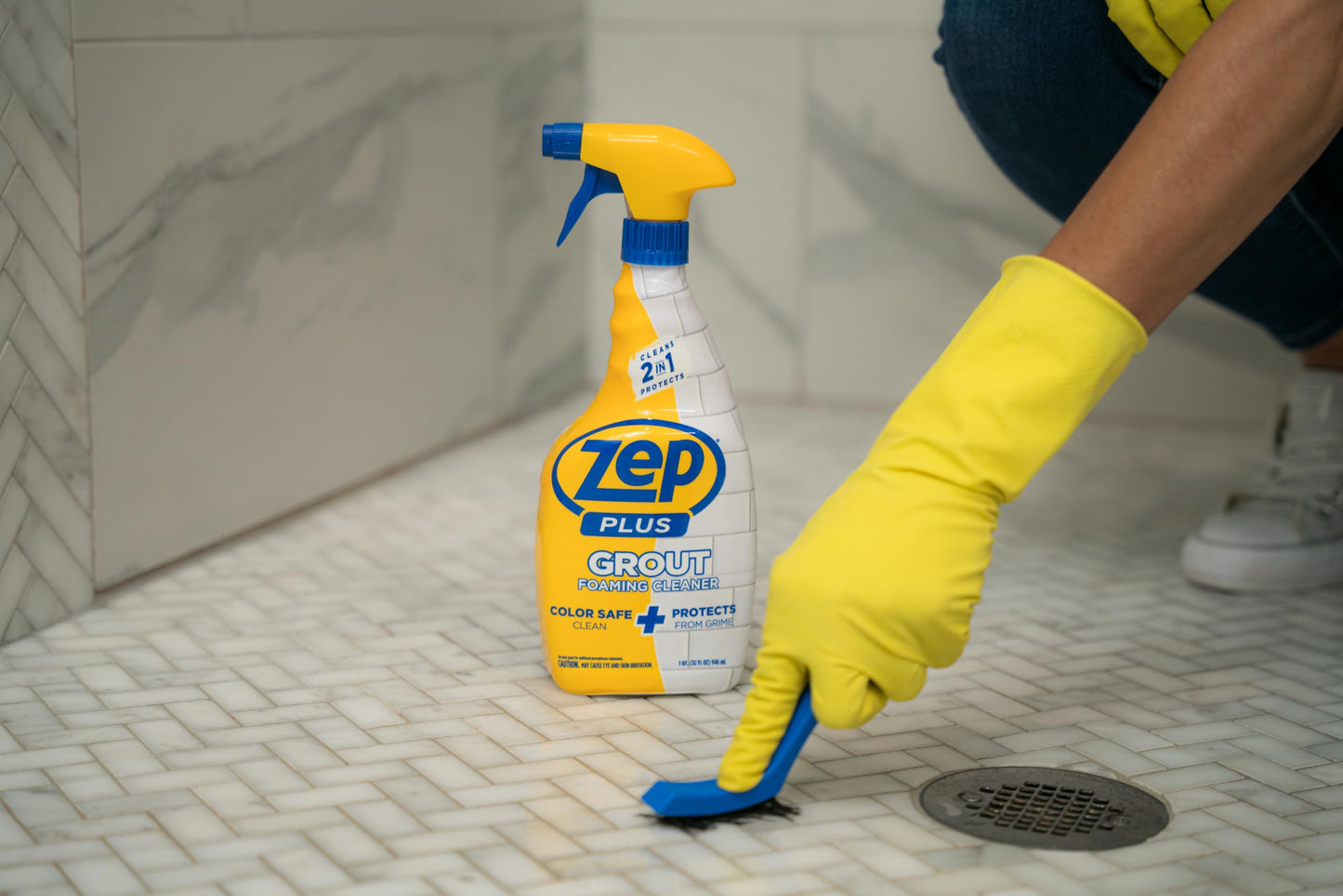 Zep Plus Grout Foaming Cleaner - 32 Fl OZ - R54212-2-in-1 benefits clean while protecting grout