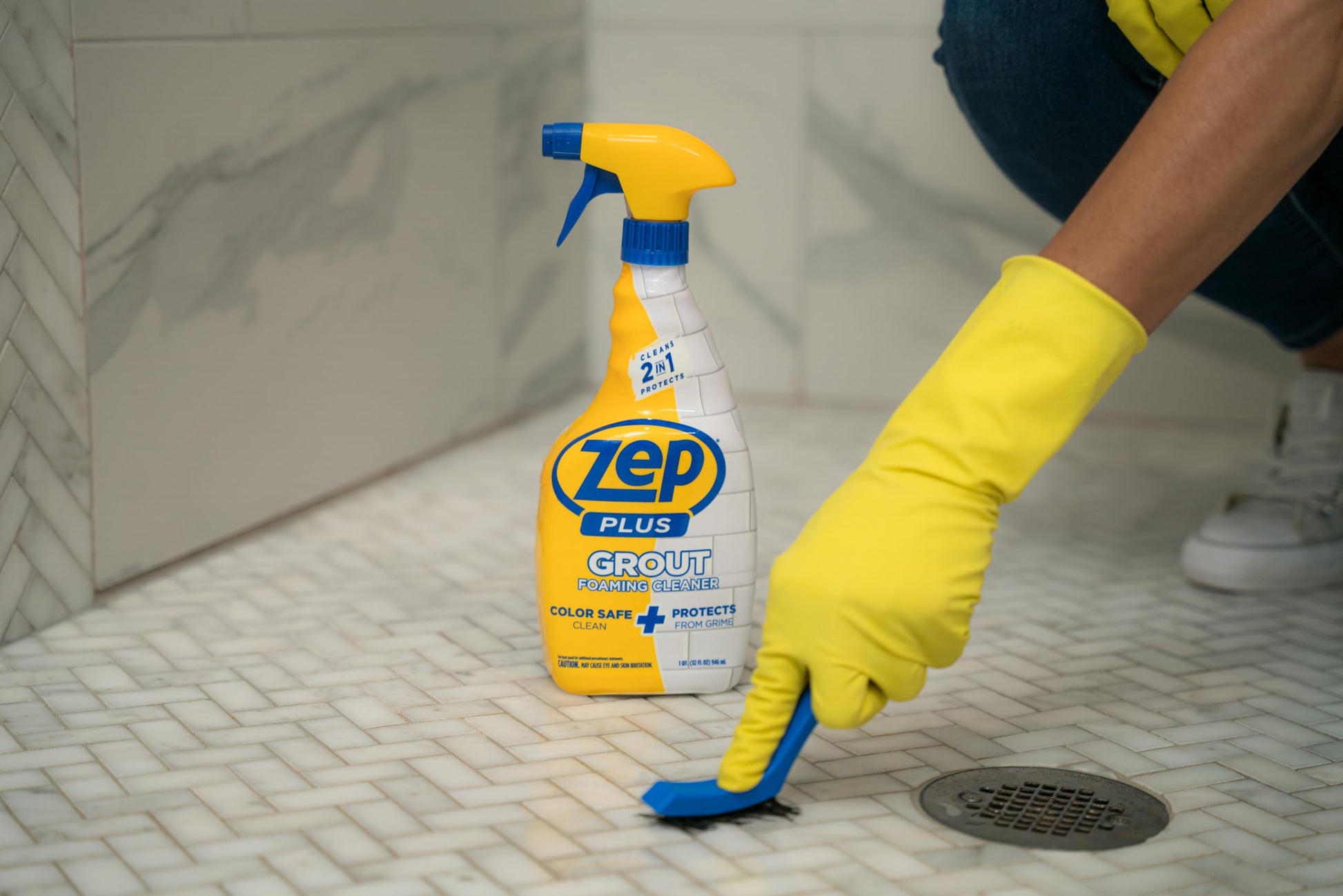 Zep Plus Grout Foaming Cleaner - 32 Fl OZ - R54212-2-in-1 benefits clean while protecting grout