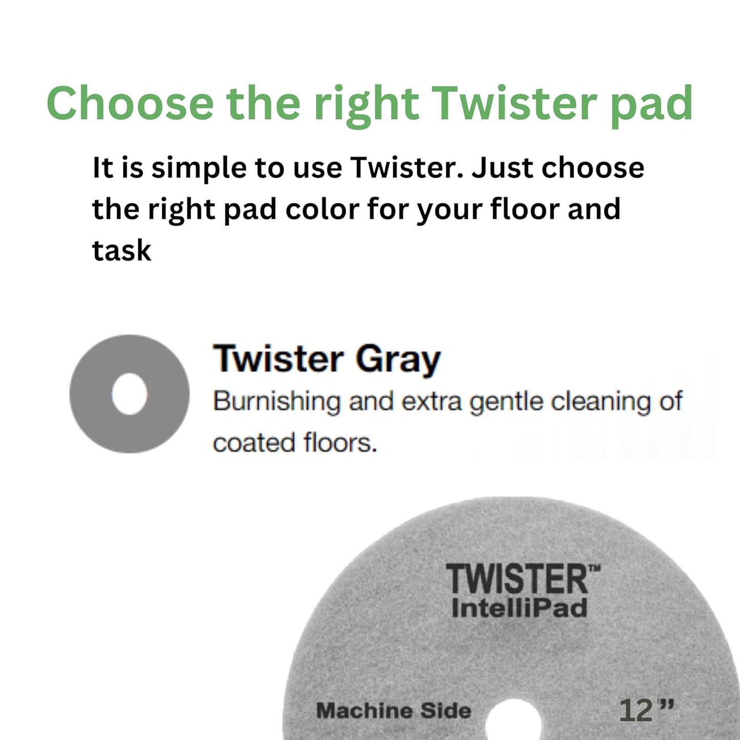 Diversey DD1229104 TASKI Twister Intellipad Diamond Coated Floor Machine Cleaning Pad, Made in USA, Burnish to High Super Gloss Finish, Grey/Brown, 12-inch (Pack of 2)