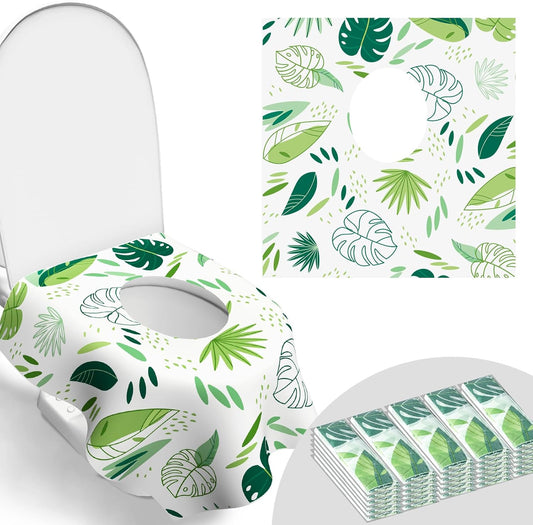 30 Pack Toilet Seat Covers Disposable, Kids, and Adults, Individually Wrapped for Travel, Large Waterproof Potty Covers for Toddlers, Toddler Potty Training for Public Restroom, Airplane, Trip - Leaf