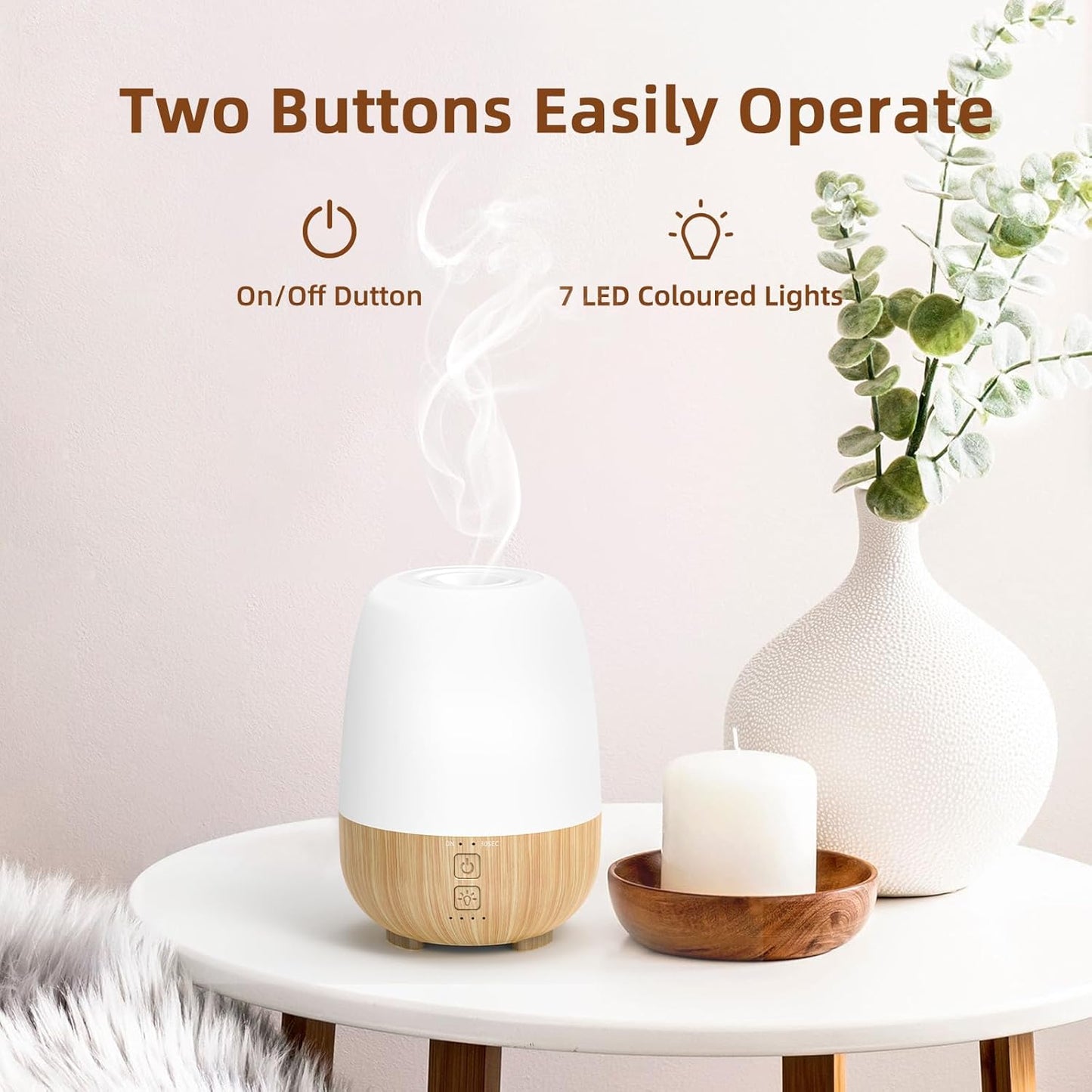 150ML Cordless Essential Oil Diffuser, Built-in 6000mAH Rechargeable Battery, 7-Hour Runtime, 7 LED Color Changing Lights, Portable Aromatherapy Diffuser for Home,Office,Outdoor