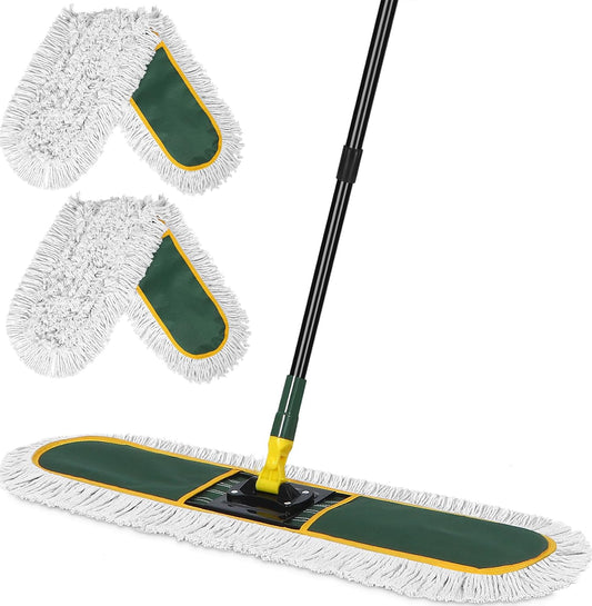 36" Commercial Dust Mop for Floor Cleaning with Replacement Mop Pads, Heavy Duty Industrial Large Floor Wet Dry Mop for Cleaning Office Garage Hardwood Warehouse Factory Mall