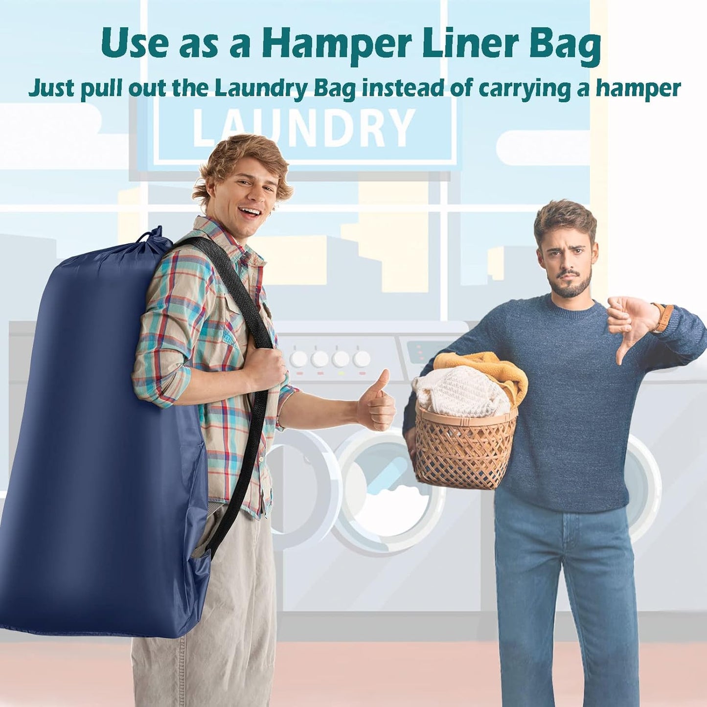 Heavy Duty Laundry Bag 2 Pack XL Nylon Laundry Bags with Straps, Washable Large Dirty Clothes Organizer with Drawstring Closure, Travel Washing Bag Fit a Laundry Hamper or Basket