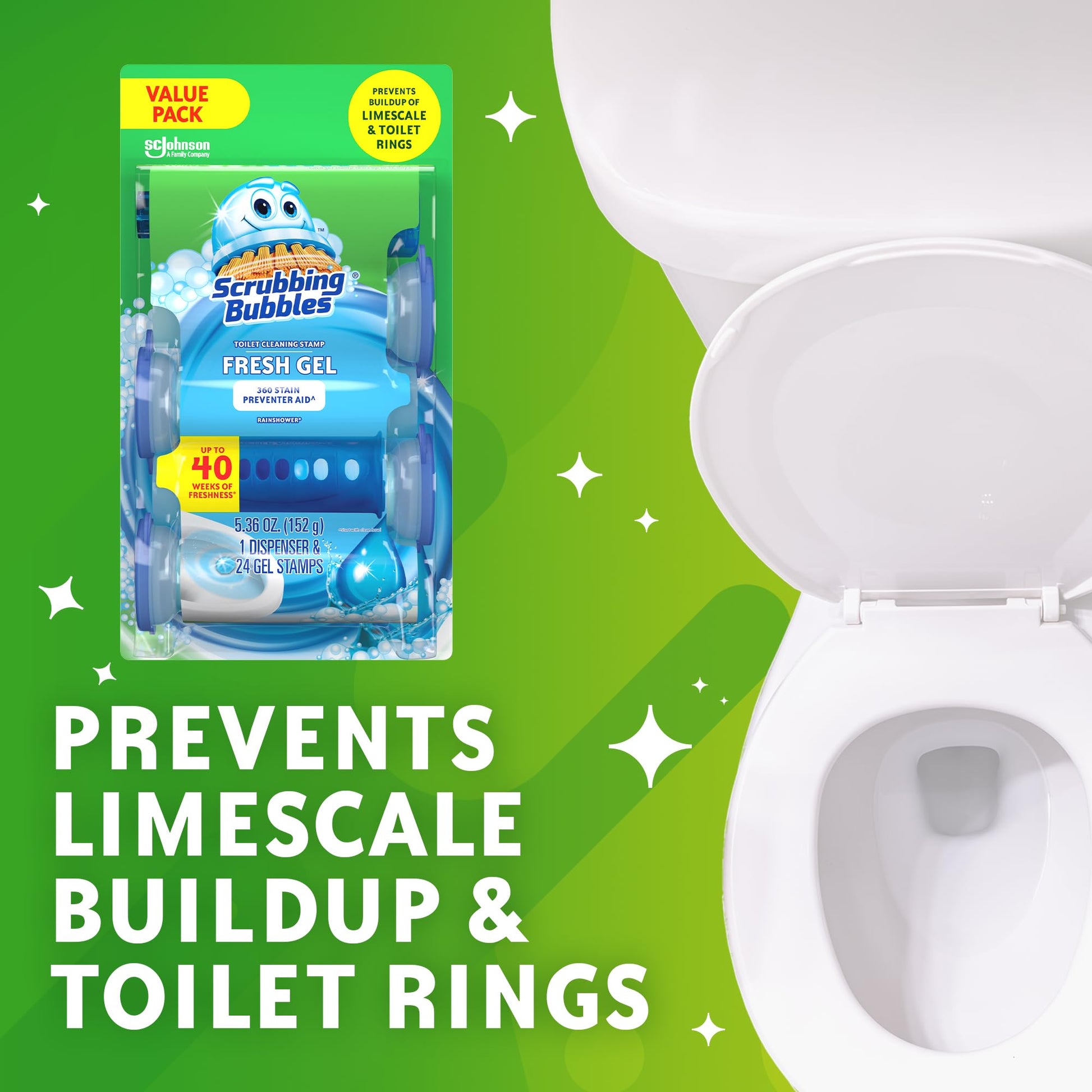 Scrubbing Bubbles Fresh Gel Toilet Bowl Cleaning Stamps, Helps Keep Toilet Clean and Helps Prevent