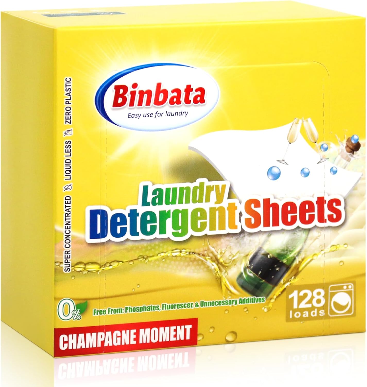 Laundry Detergent Sheets, Up To 128 Loads Champagne Scent Hypoallergenic Eco-Friendly Laundry Sheets, Biodegradable Plastic Free Liquidless Laundry Sheets Detergent Suitable for Sensitive Skin