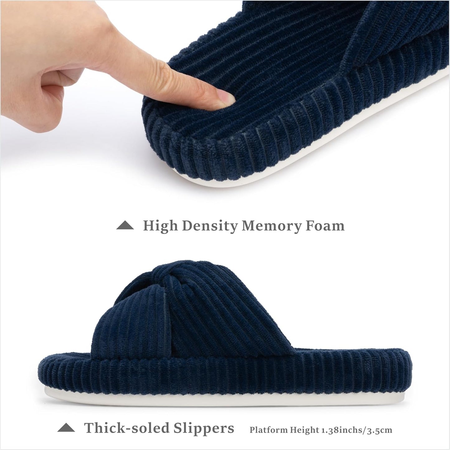 Chantomoo Slippers for Women Memory Foam House Bedroom Corduroy Bow Crossbands Slide Slipper Shoes Comfy Trendy Gift Slippers