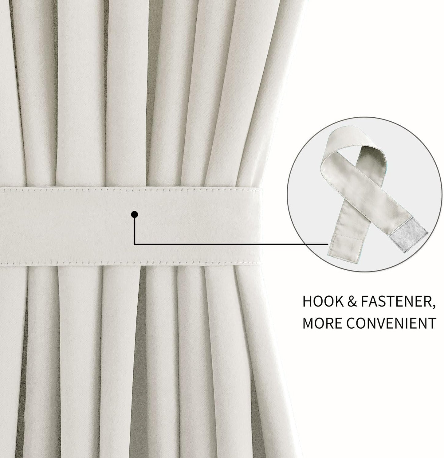 DWCN French Door Curtains – Rod Pocket Thermal Blackout Curtain for Doors with Glass Window, Kitchen and Patio Doors for Privacy, 54 X 80 Inches Long, 1 Curtain Panel with Tieback, Ivory