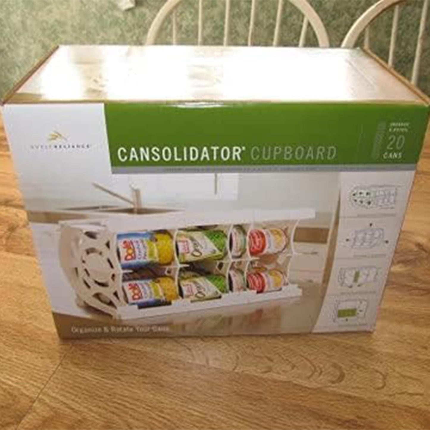 Shelf Reliance Cansolidator Cupboard - 2-Pack Can Organizer for Pantry, Stackable Soda Can Storage for Kitchen, Holds 20 Cans of Food or Soda
