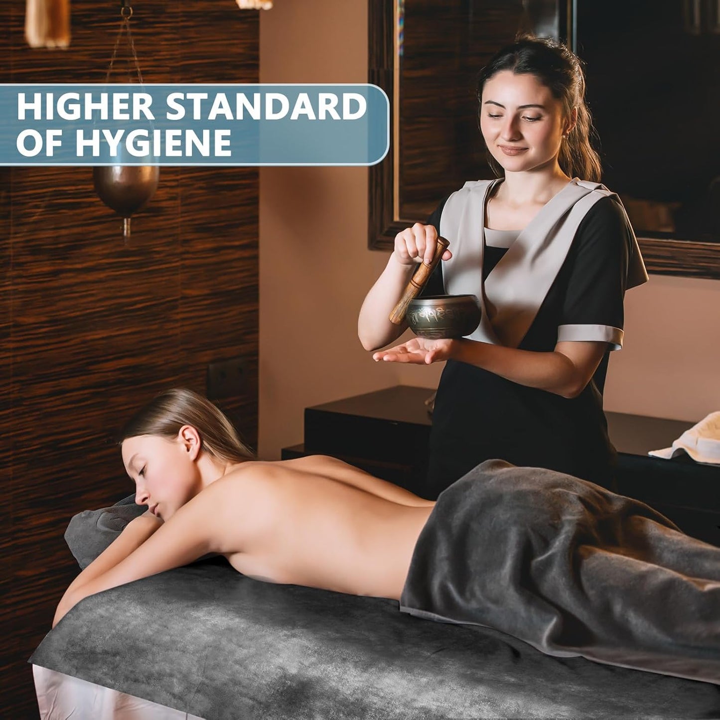 Tudomro 2 Roll Disposable Non Woven Bed Sheets 24 x 71 Inch Massage Table Paper Covers Non Woven Fabric Massage Sheets Waterproof Spa Breathable Bed Cover for Beauty Salon, Hotels(Black)