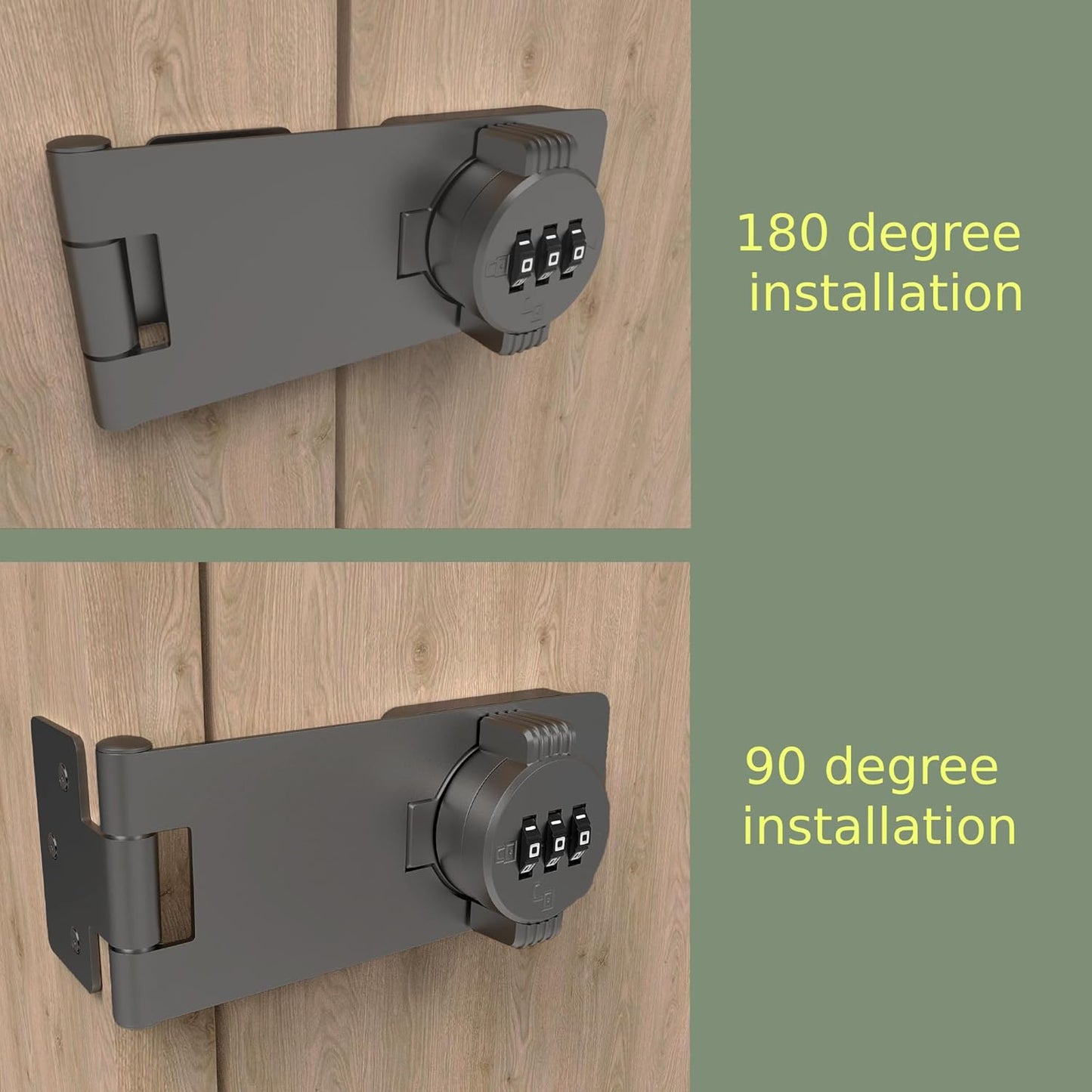 Keyless Combination Lock – 3-Digit Combination Lock for Cabinet Doors – Twist Knob Hasp Latch Lock with Password Code – Zinc Alloy Cabinet Door Latch for Kitchen Drawers, Cabinets, Cupboard (Grey)