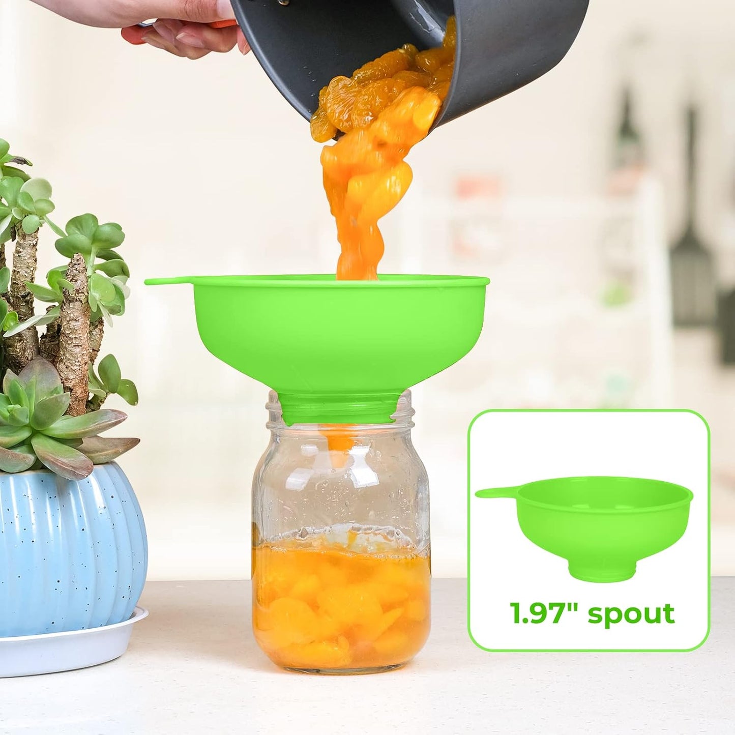 Wide Mouth Kitchen Funnel, Food Grade Plastic Cooking Canning Funnel with 4 Sizes Spouts for Filling Wide and Regular Mason Jars, Spray Dropper Oil Bottle Jug Spices Shampoo Sauce