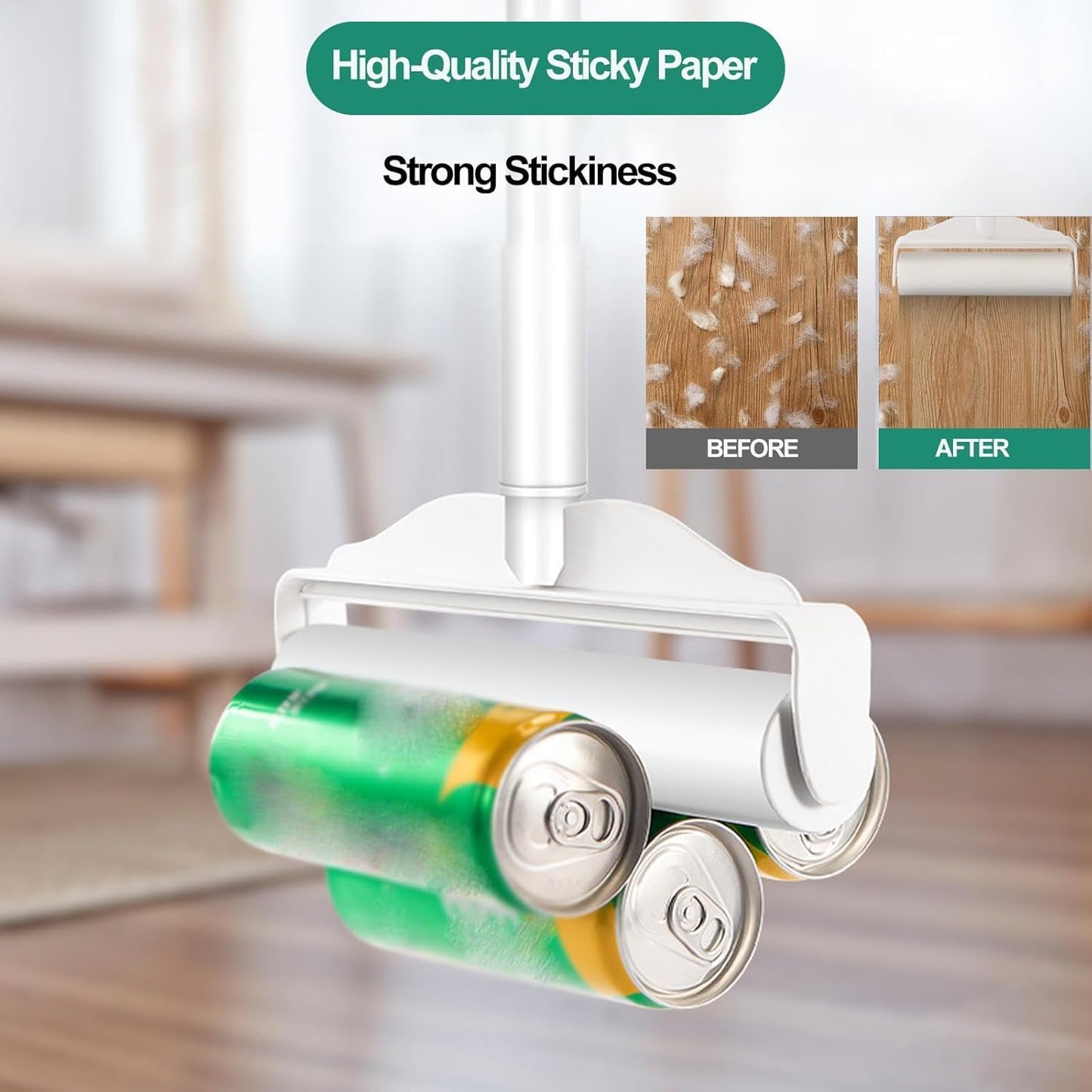 YHPDVI Lint Roller for Pet Hair – 7.5" Extra Wide Sticky Roller with 2 Refills & Long Handle | Heavy Duty Fur Remover for Couch, Carpet, Bed, Clothes | Large-Surface Lint Brush for Dog Cat Hair